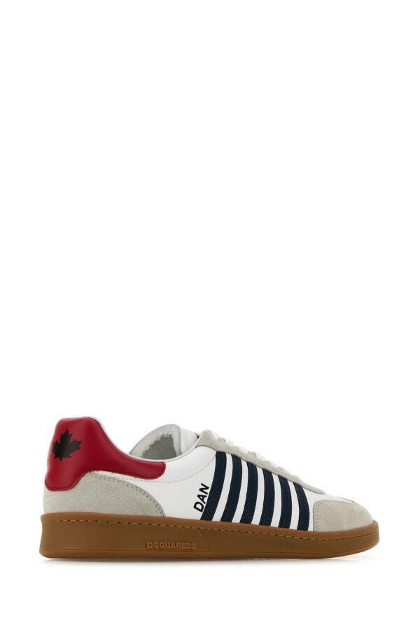 Dsquared2 White Leather Boxer Sneakers Size US 7 / EU 40 - 5 Thumbnail
