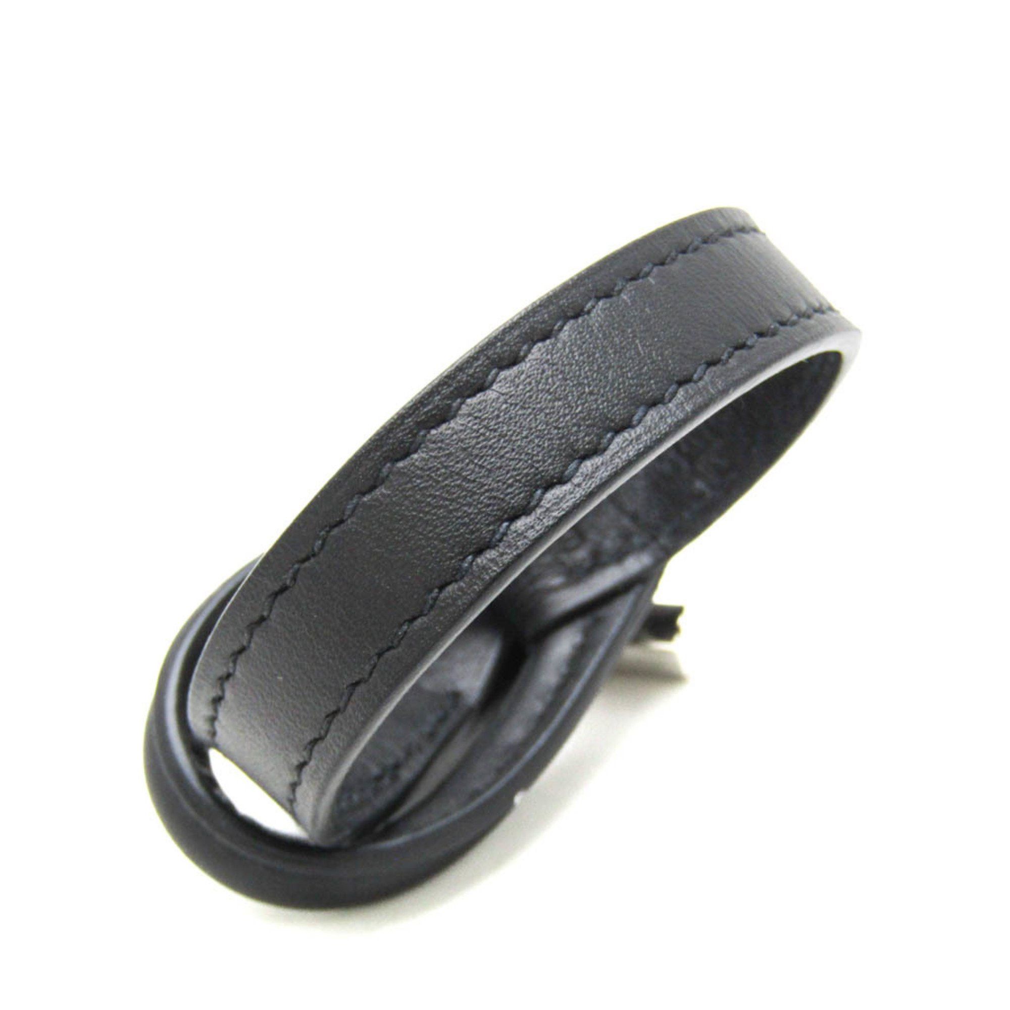 Hermes Hermes Leather,Metal Bangle Black,Silver Size ONE SIZE - 2 Thumbnail
