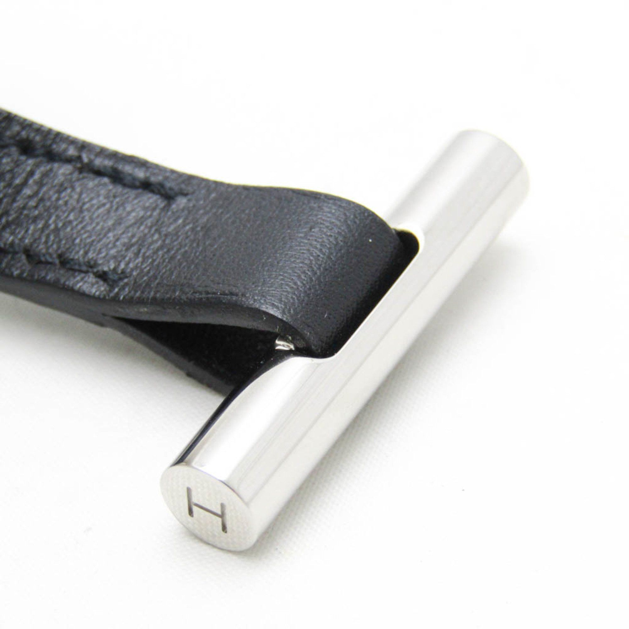 Hermes Hermes Leather,Metal Bangle Black,Silver Size ONE SIZE - 6 Thumbnail