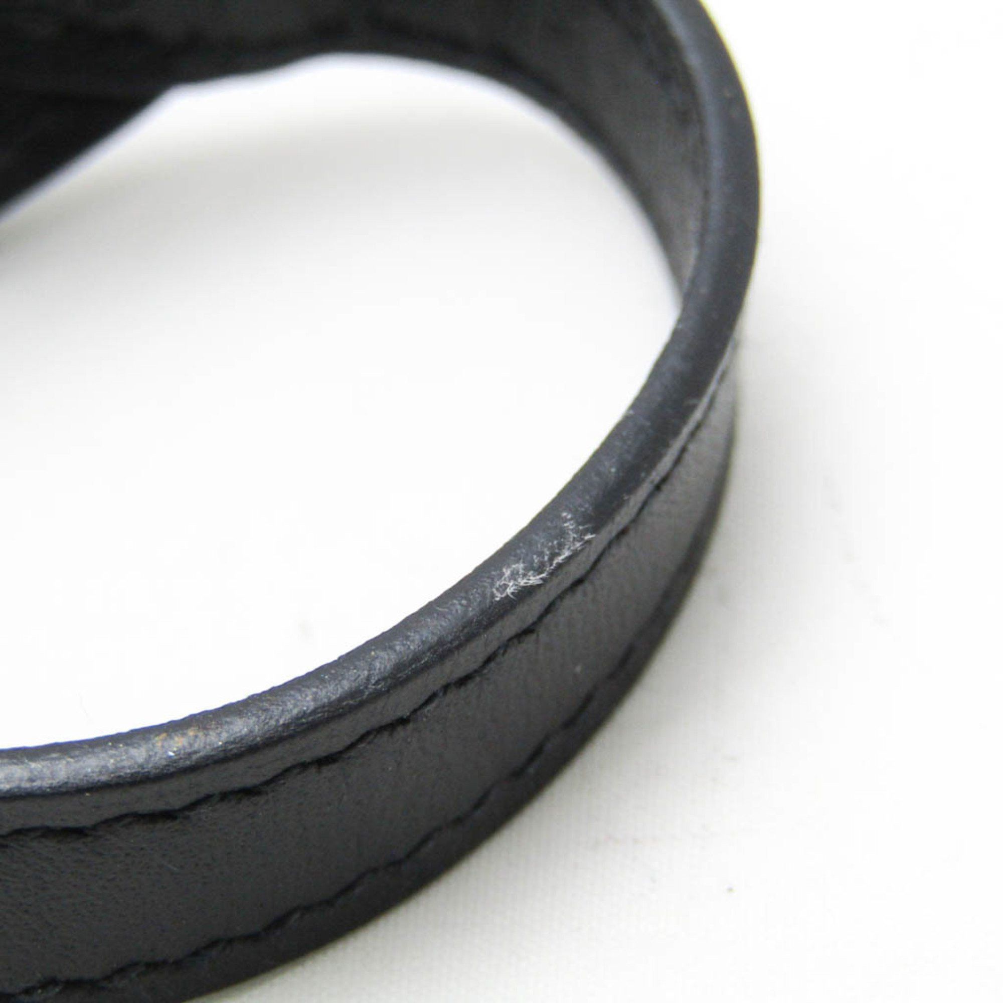 Hermes Hermes Leather,Metal Bangle Black,Silver Size ONE SIZE - 3 Thumbnail