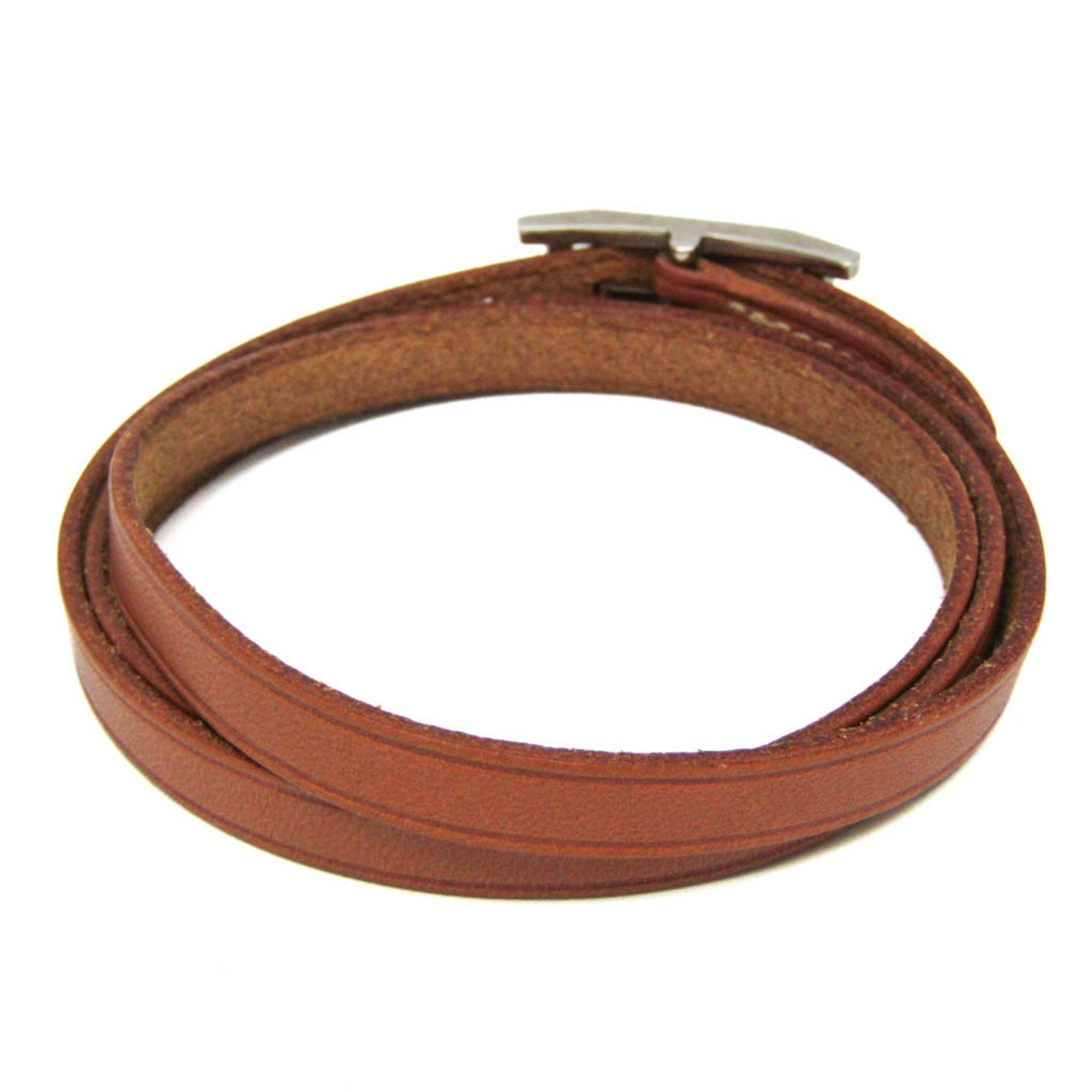 Hermes Hermes API III Choker Leather,Metal Bangle Brown,Silver Size ONE SIZE - 2 Thumbnail