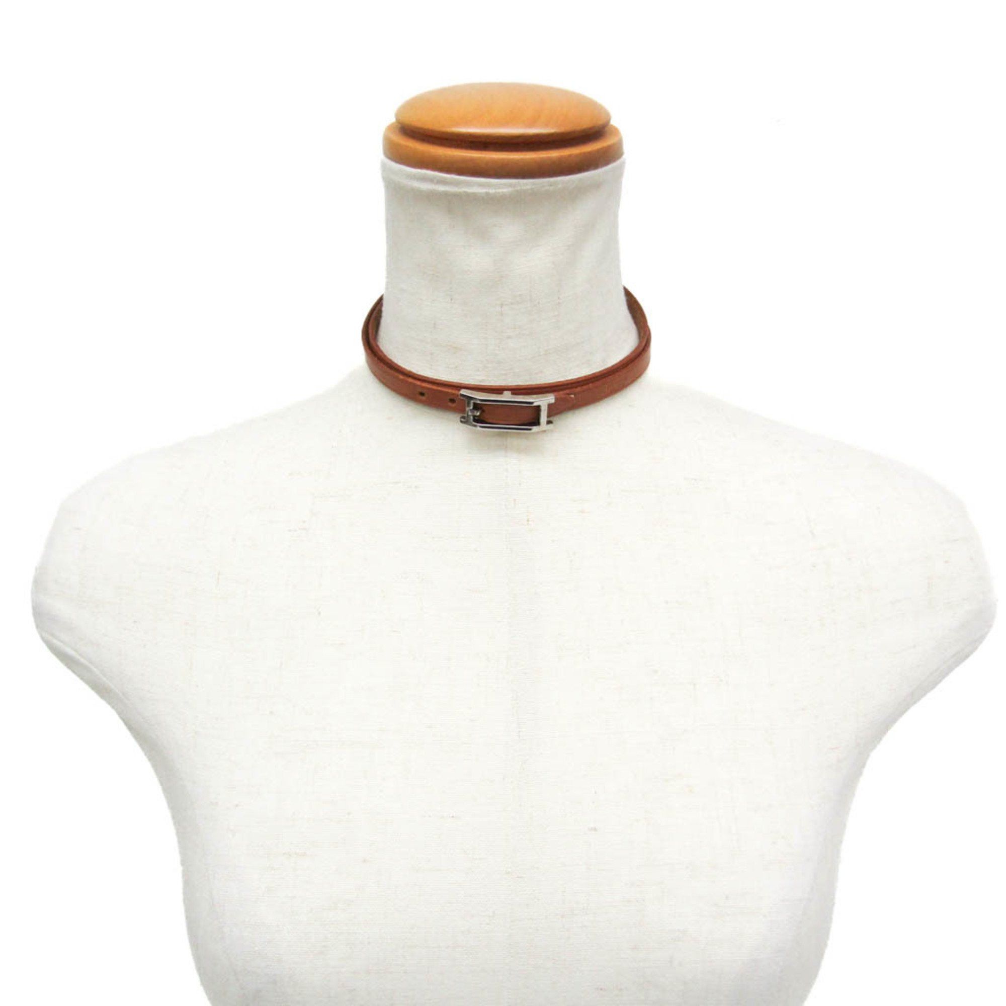 Hermes Hermes API III Choker Leather,Metal Bangle Brown,Silver Size ONE SIZE - 8 Thumbnail