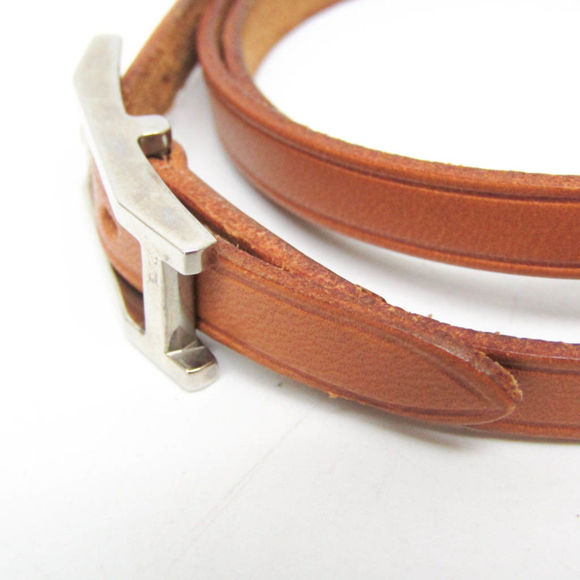 Hermes Hermes API III Choker Leather,Metal Bangle Brown,Silver Size ONE SIZE - 3 Thumbnail