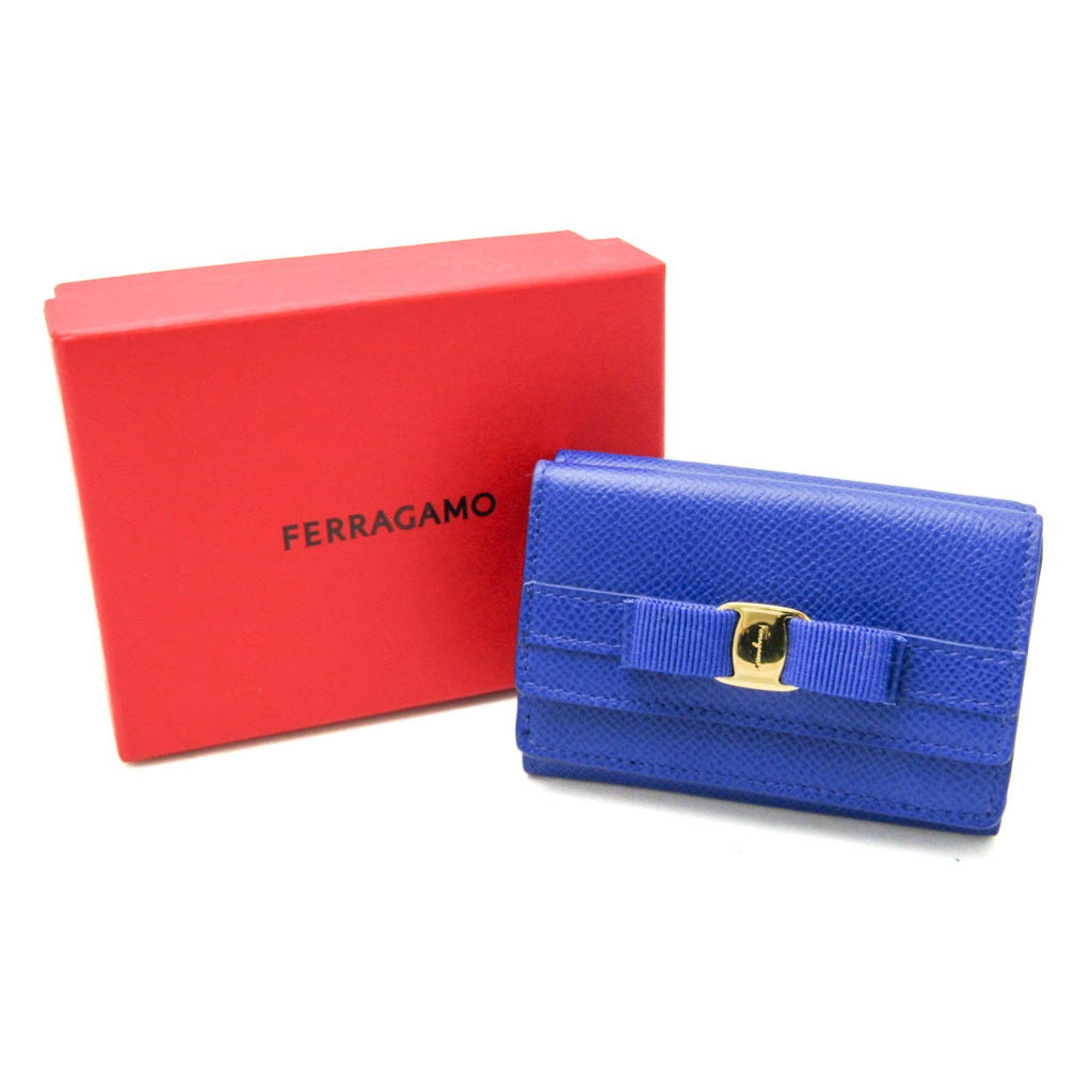 Salvatore Ferragamo Salvatore Ferragamo Vara JL-22 D951 Women's Leather Wallet (tri-fold) Royal Blue Size ONE SIZE - 4 Thumbnail