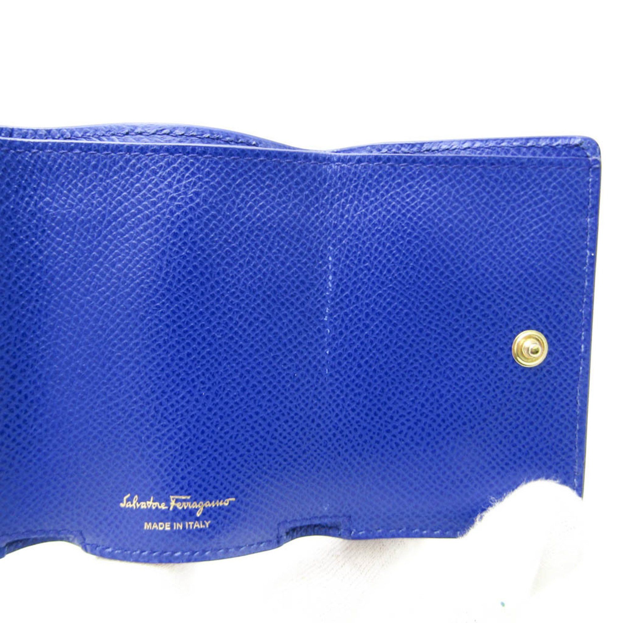 Salvatore Ferragamo Salvatore Ferragamo Vara JL-22 D951 Women's Leather Wallet (tri-fold) Royal Blue Size ONE SIZE - 10 Thumbnail