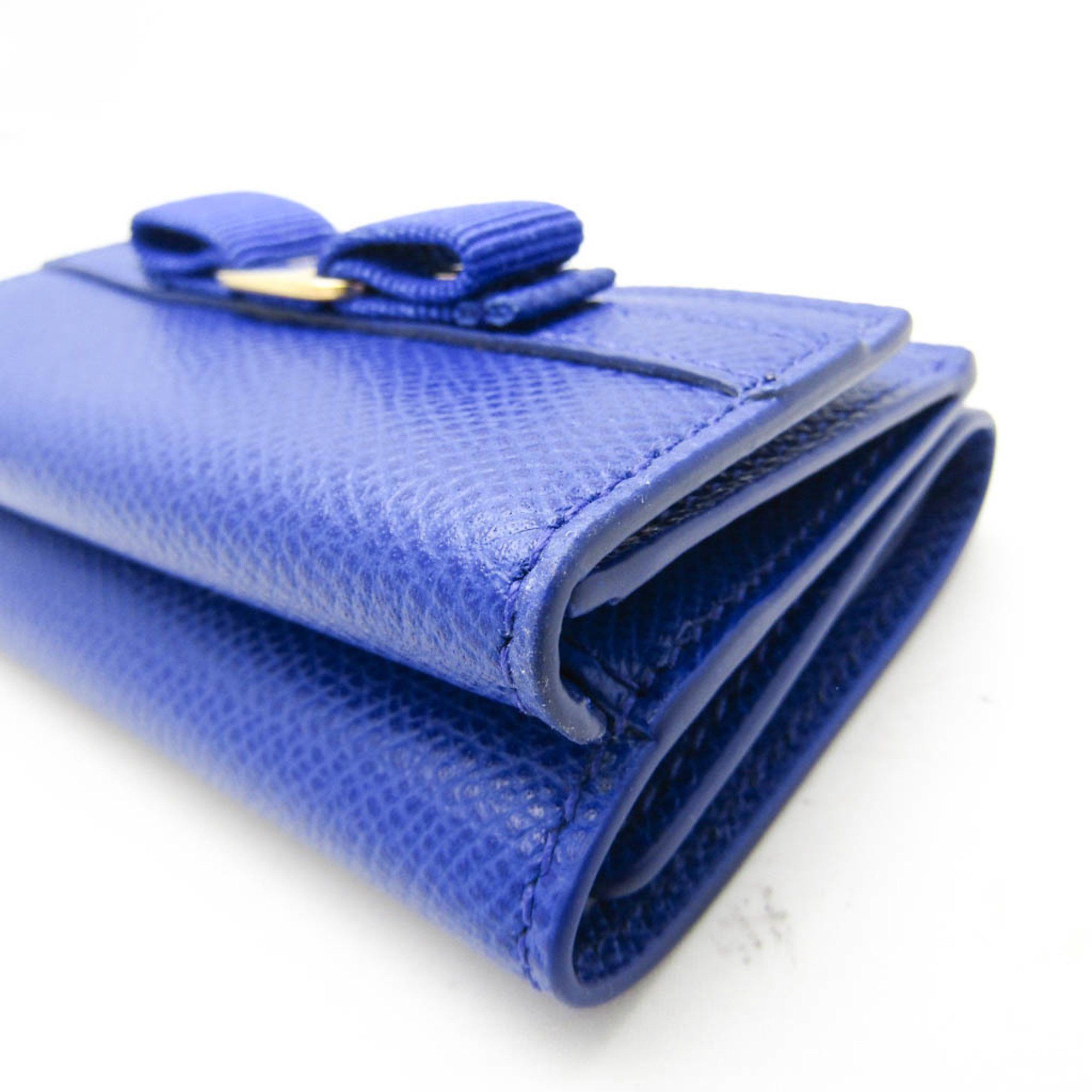 Salvatore Ferragamo Salvatore Ferragamo Vara JL-22 D951 Women's Leather Wallet (tri-fold) Royal Blue Size ONE SIZE - 8 Thumbnail