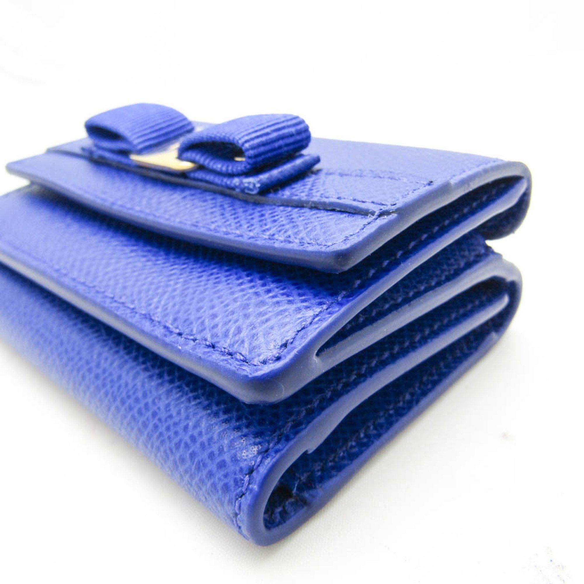 Salvatore Ferragamo Salvatore Ferragamo Vara JL-22 D951 Women's Leather Wallet (tri-fold) Royal Blue Size ONE SIZE - 7 Thumbnail