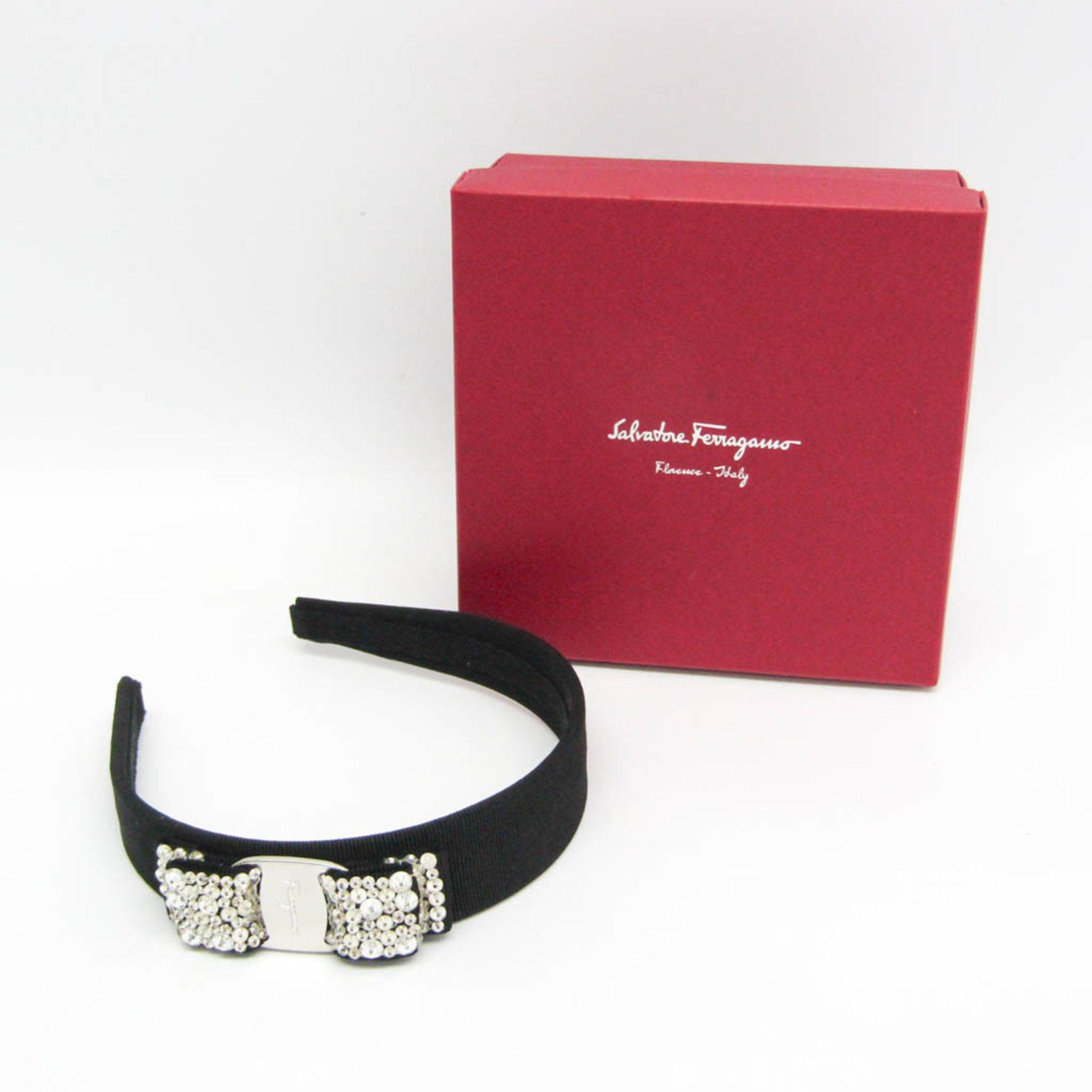 Salvatore Ferragamo Salvatore Ferragamo Vara Cotton,Metal Women's Alice Band Black Size ONE SIZE - 7 Thumbnail