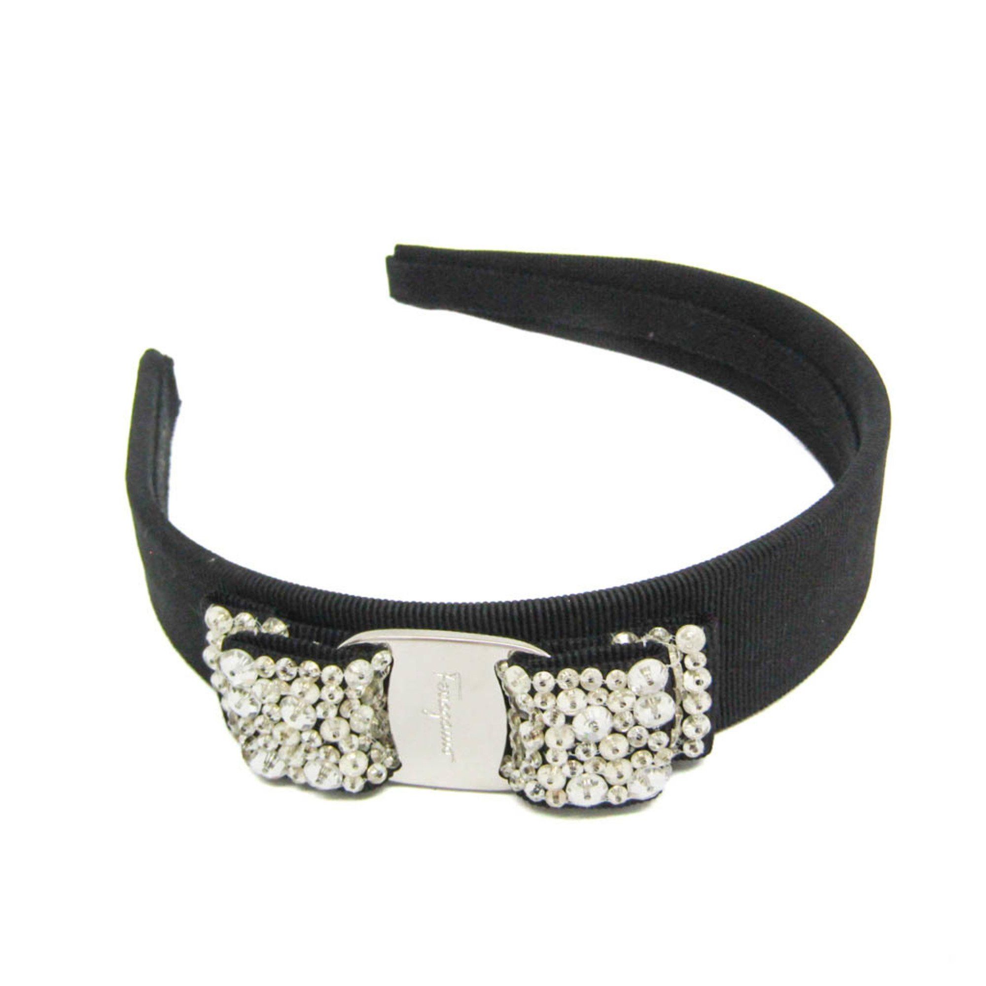 Salvatore Ferragamo Salvatore Ferragamo Vara Cotton,Metal Women's Alice Band Black Size ONE SIZE - 4 Thumbnail