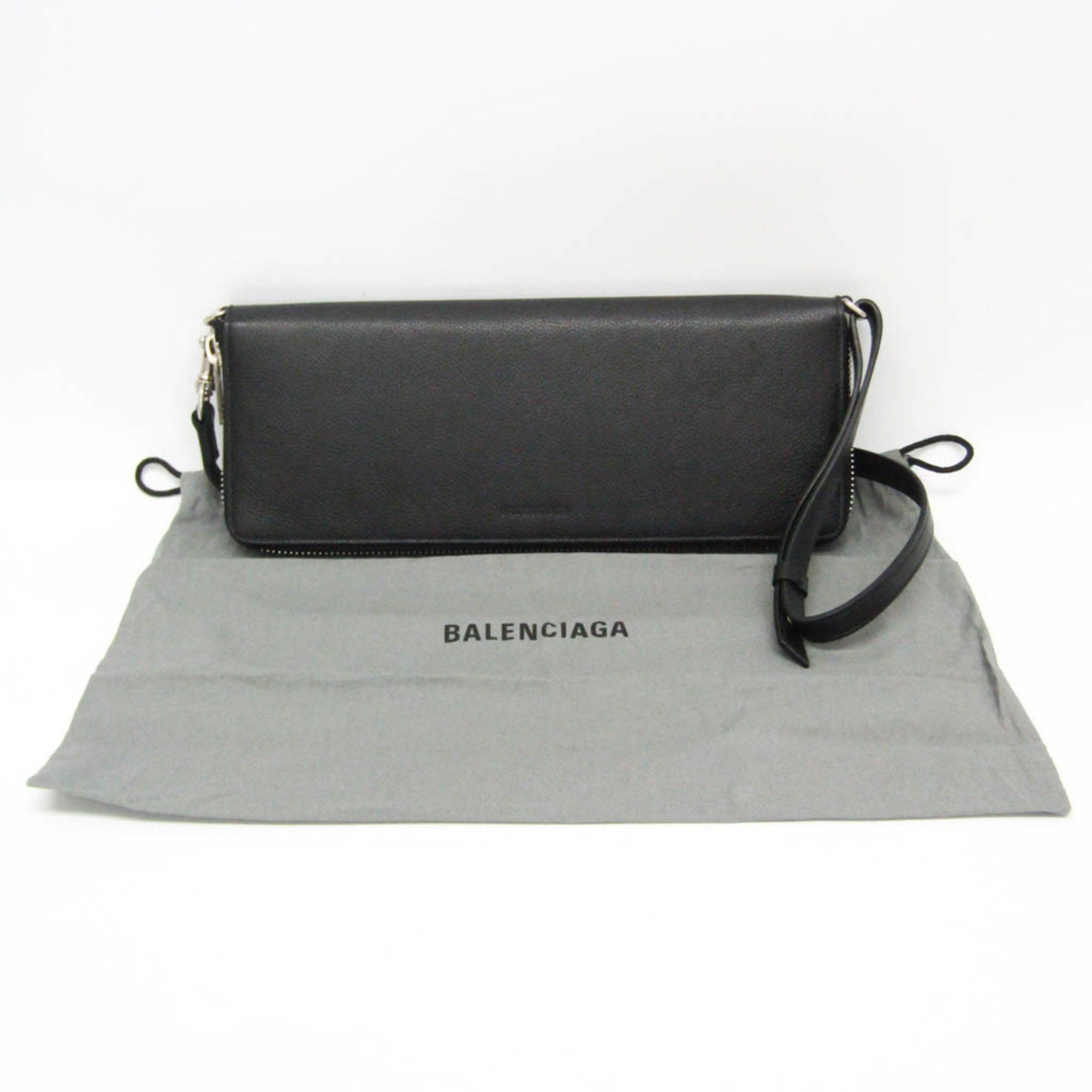 Balenciaga Balenciaga LEASH CLUTCH 658781 Women,Men Leather Shoulder Bag Black Size ONE SIZE - 4 Thumbnail