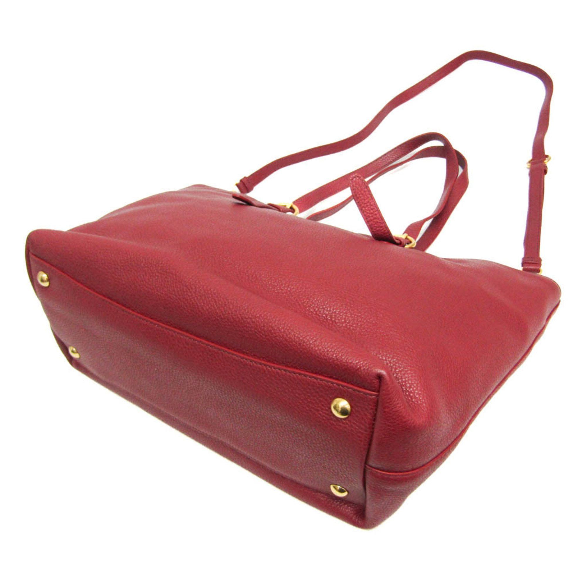 Miu Miu Miu Miu RR1905 Women's Leather Shoulder Bag,Tote Bag Dark Red Size ONE SIZE - 2 Thumbnail