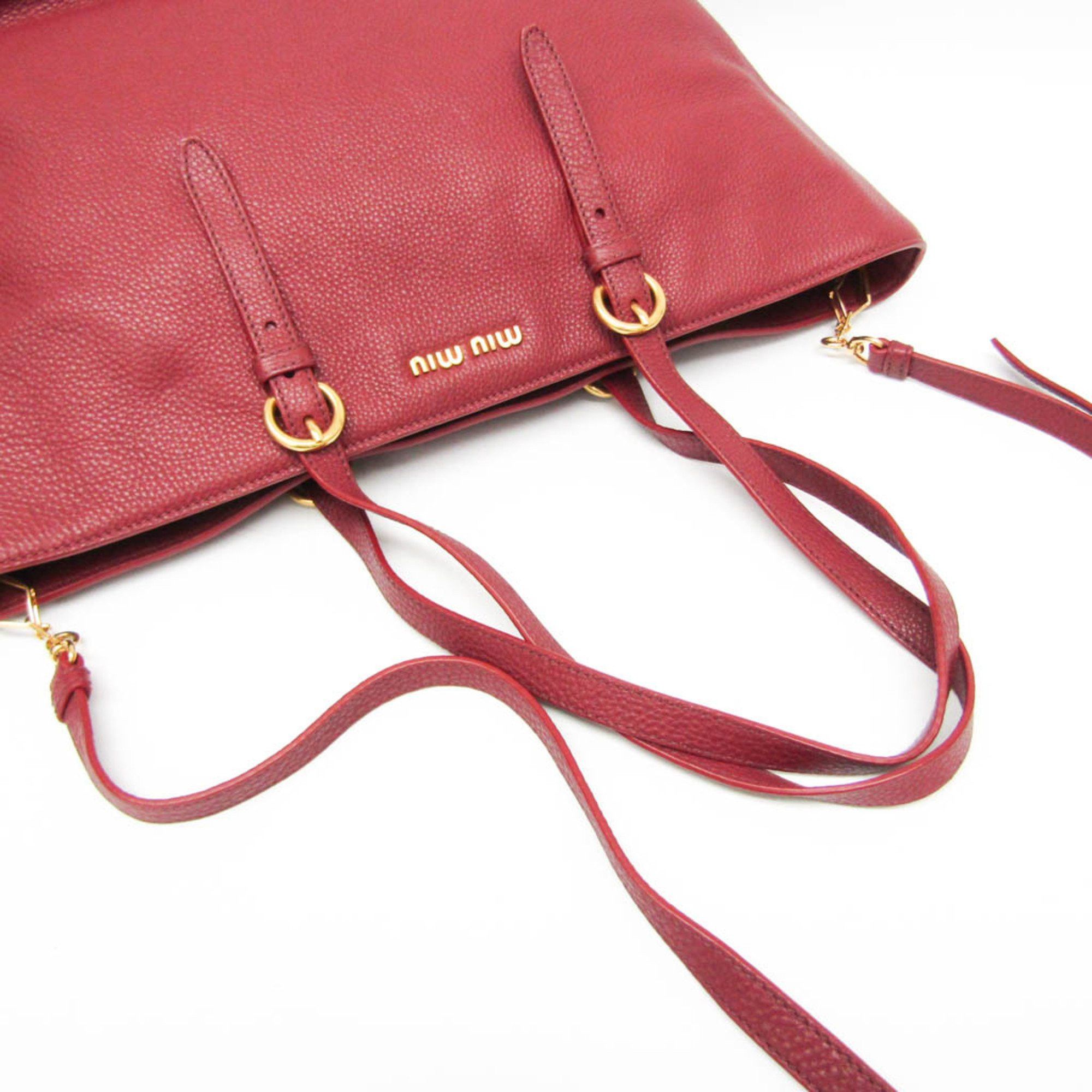 Miu Miu Miu Miu RR1905 Women's Leather Shoulder Bag,Tote Bag Dark Red Size ONE SIZE - 5 Thumbnail