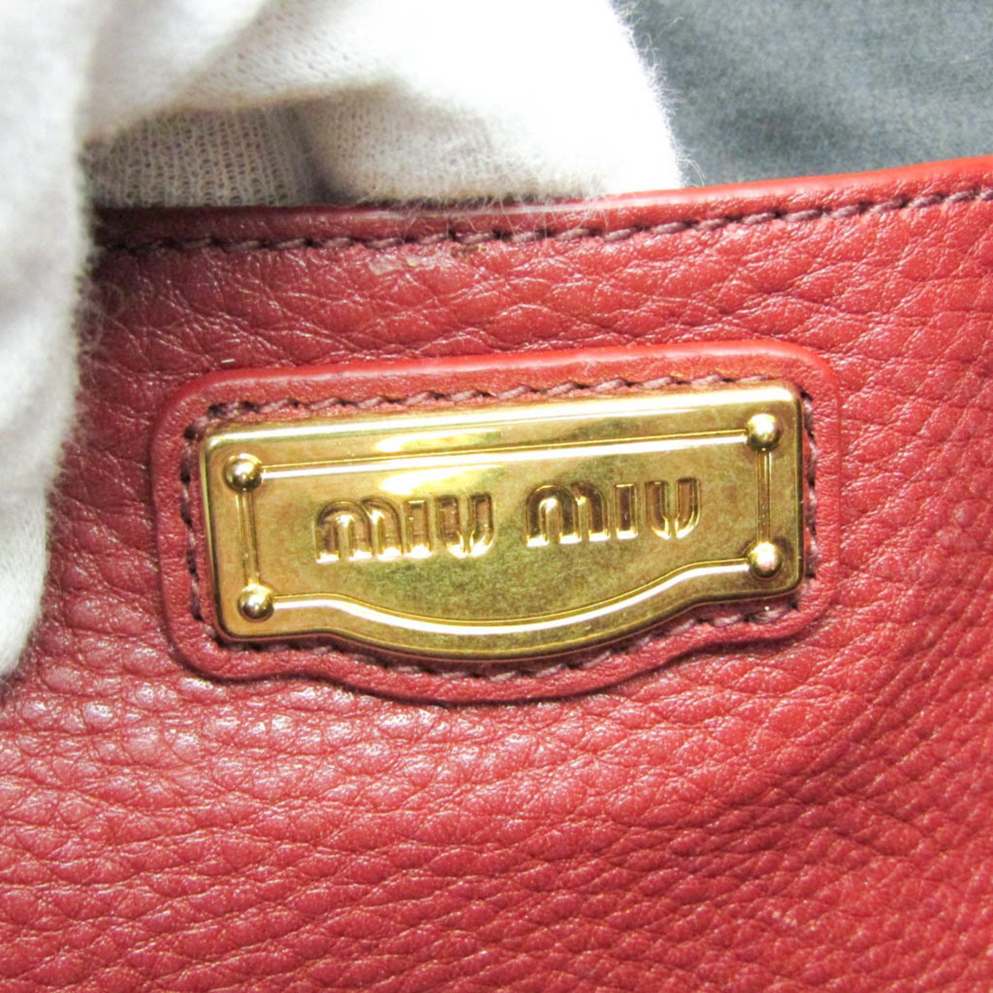 Miu Miu Miu Miu RR1905 Women's Leather Shoulder Bag,Tote Bag Dark Red Size ONE SIZE - 6 Thumbnail
