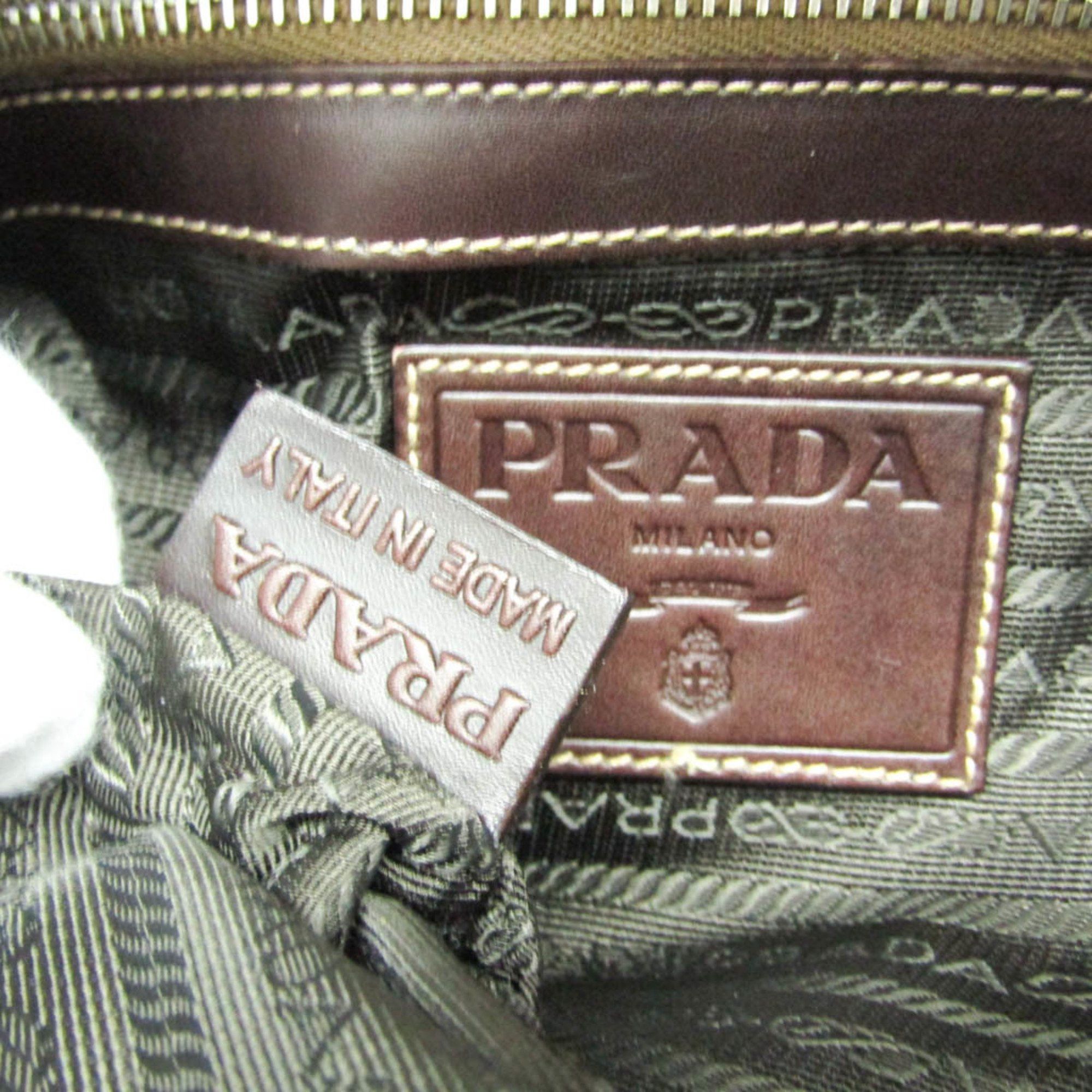 Prada Prada VA0649 Women,Men Leather,Jacquard Shoulder Bag Beige,Dark Brown Size ONE SIZE - 11 Thumbnail