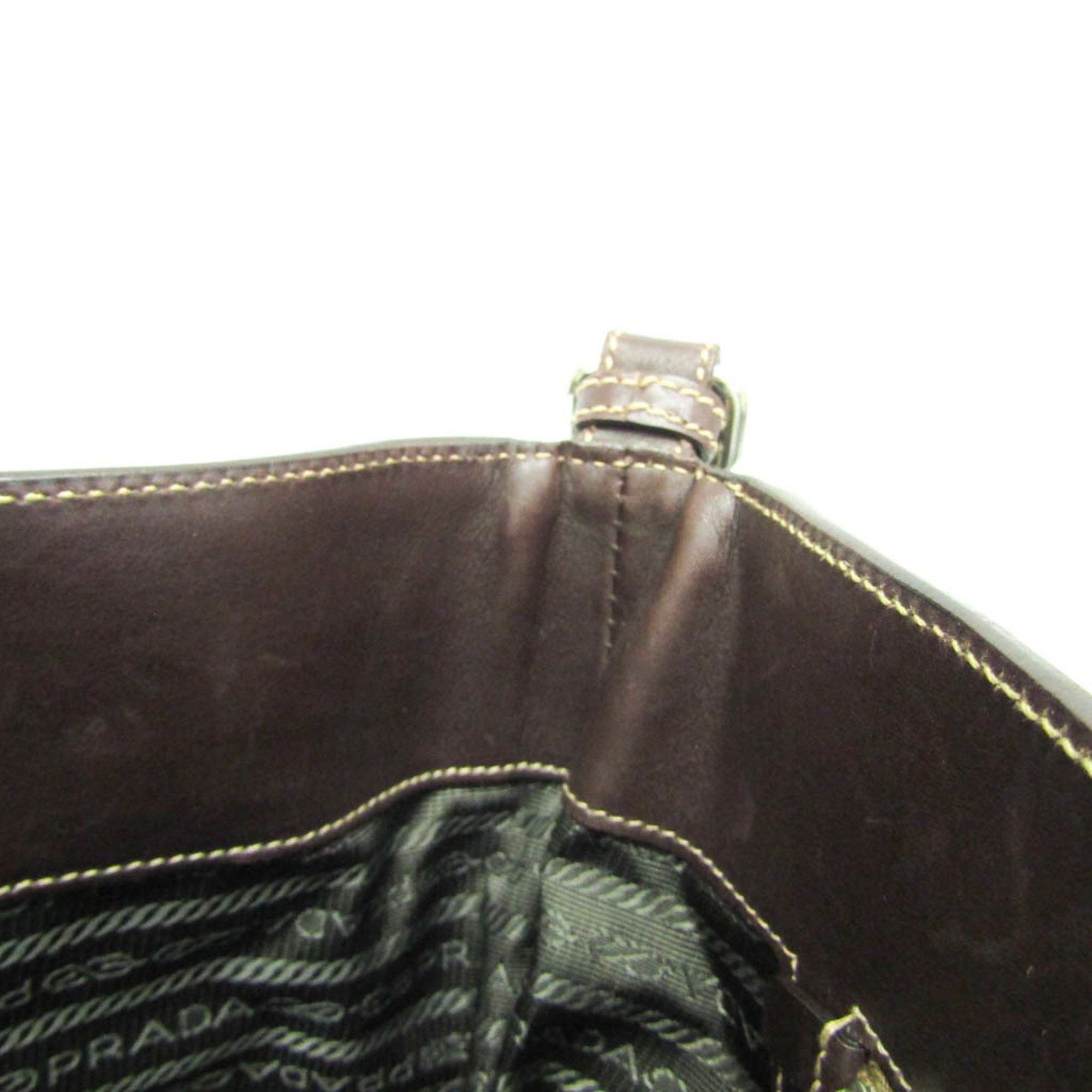 Prada Prada VA0649 Women,Men Leather,Jacquard Shoulder Bag Beige,Dark Brown Size ONE SIZE - 10 Thumbnail