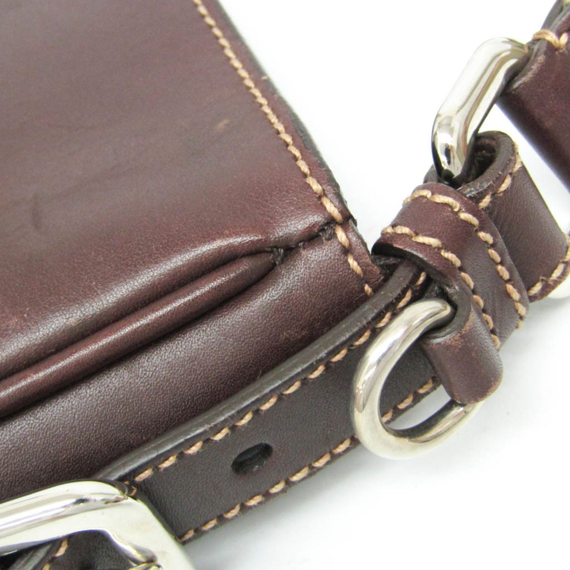 Prada Prada VA0649 Women,Men Leather,Jacquard Shoulder Bag Beige,Dark Brown Size ONE SIZE - 8 Thumbnail