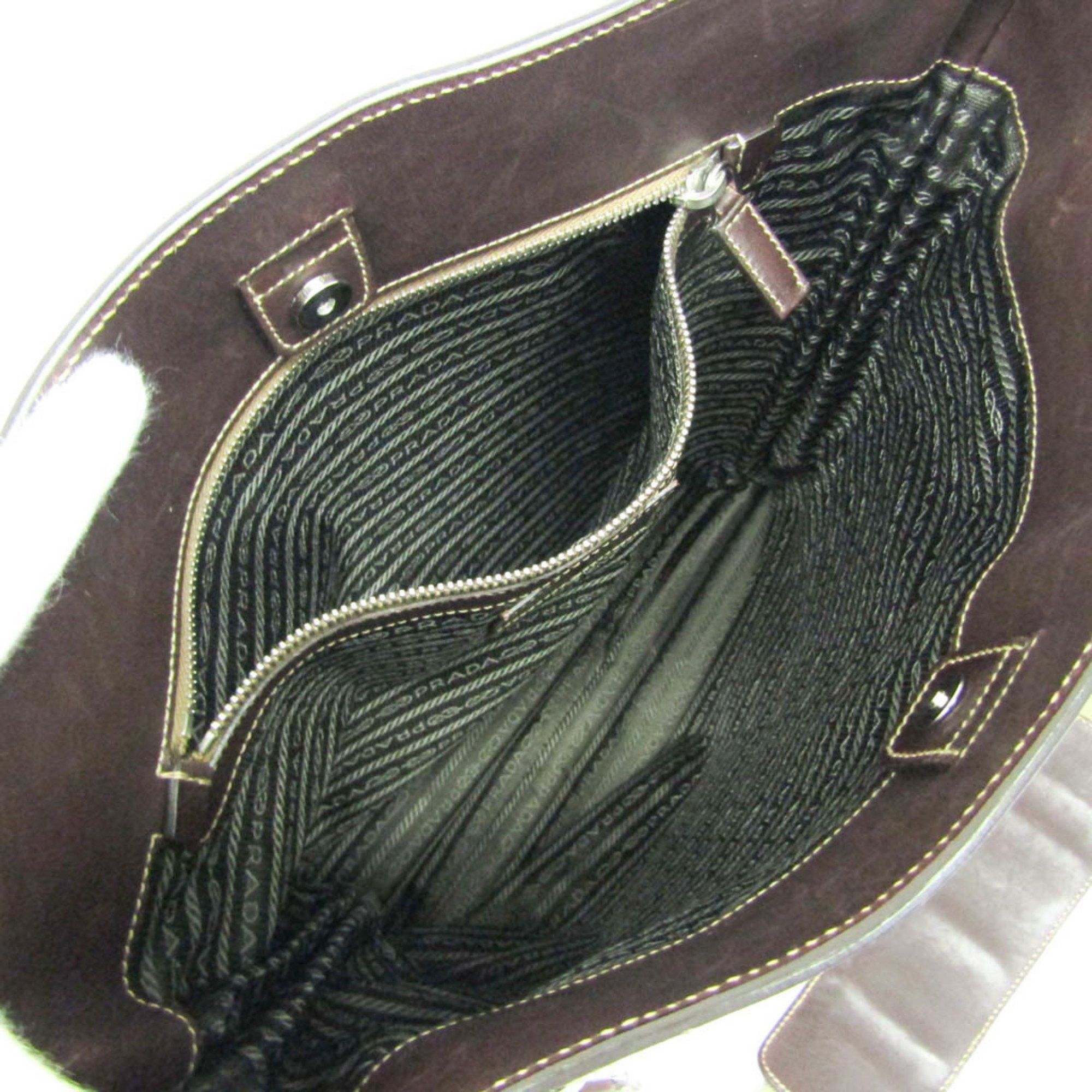 Prada Prada VA0649 Women,Men Leather,Jacquard Shoulder Bag Beige,Dark Brown Size ONE SIZE - 3 Thumbnail