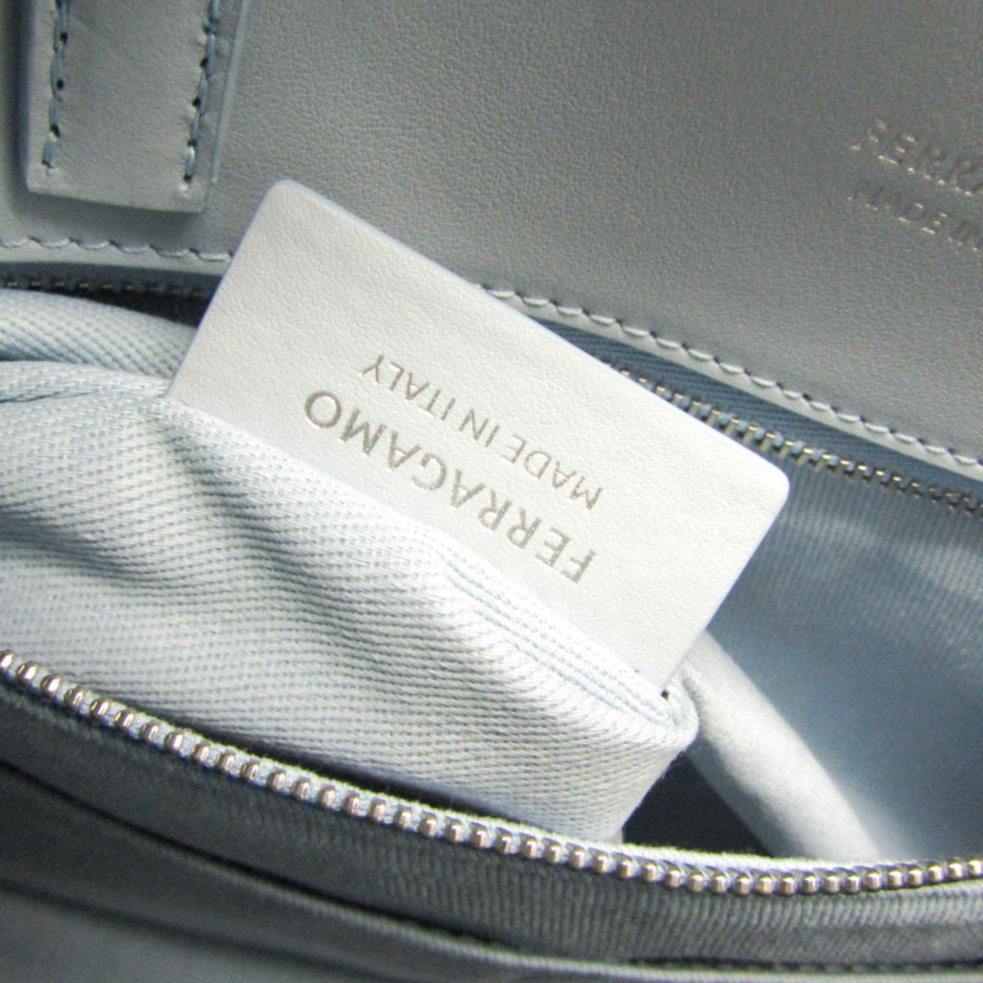 Salvatore Ferragamo Salvatore Ferragamo Medium GG-219407 Women's Fabric,Leather Handbag,Shoulder Bag Beige,Blue Size ONE SIZE - 10 Thumbnail