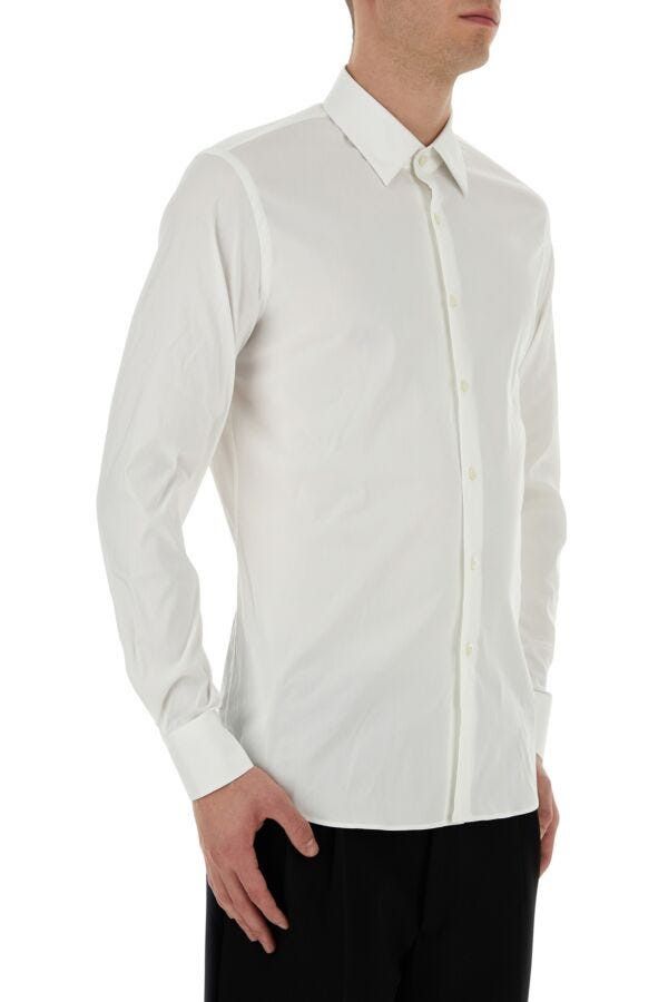 Prada White Stretch Poplin Shirt Size US S / EU 44-46 / 1 - 5 Thumbnail