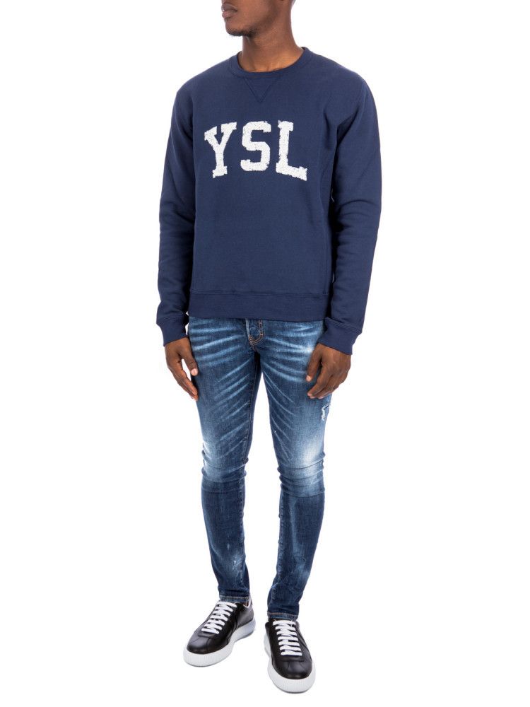 Saint Laurent Paris YSL Logo Vintage Sweatshirt Sweater Navy Size US S / EU 44-46 / 1 - 2 Thumbnail