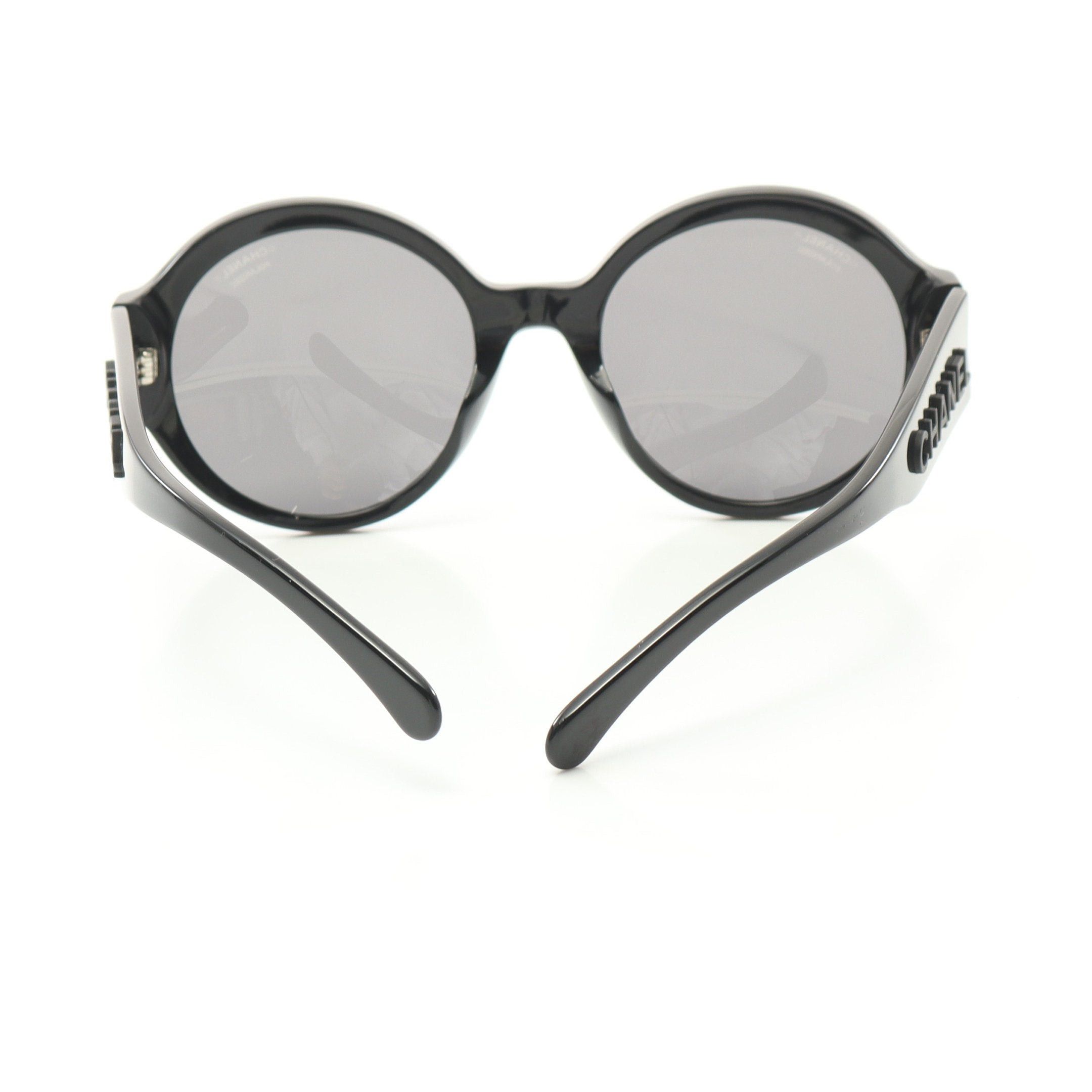 Chanel Chanel Logo Round Sunglasses Black Size ONE SIZE - 6 Thumbnail