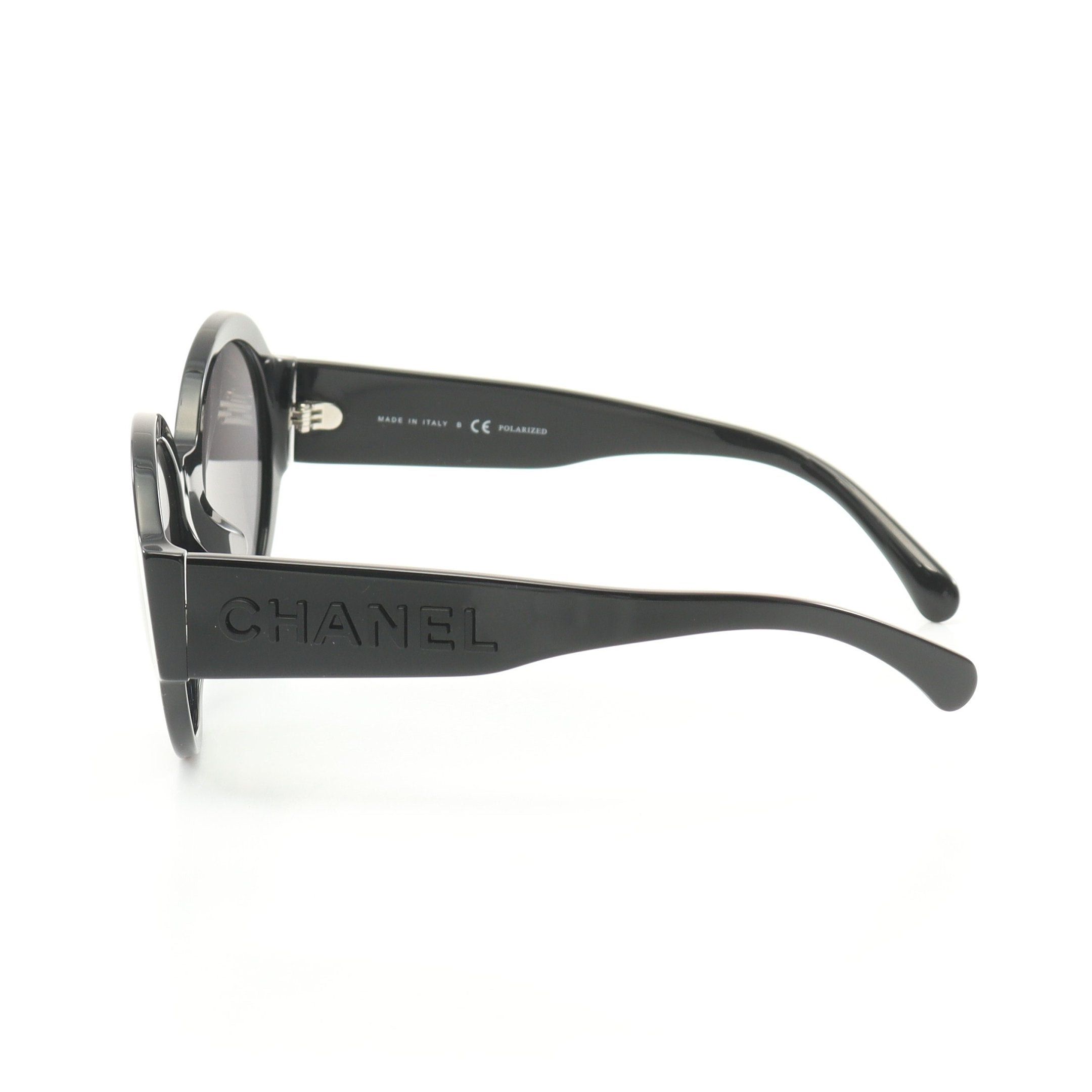 Chanel Chanel Logo Round Sunglasses Black Size ONE SIZE - 3 Thumbnail