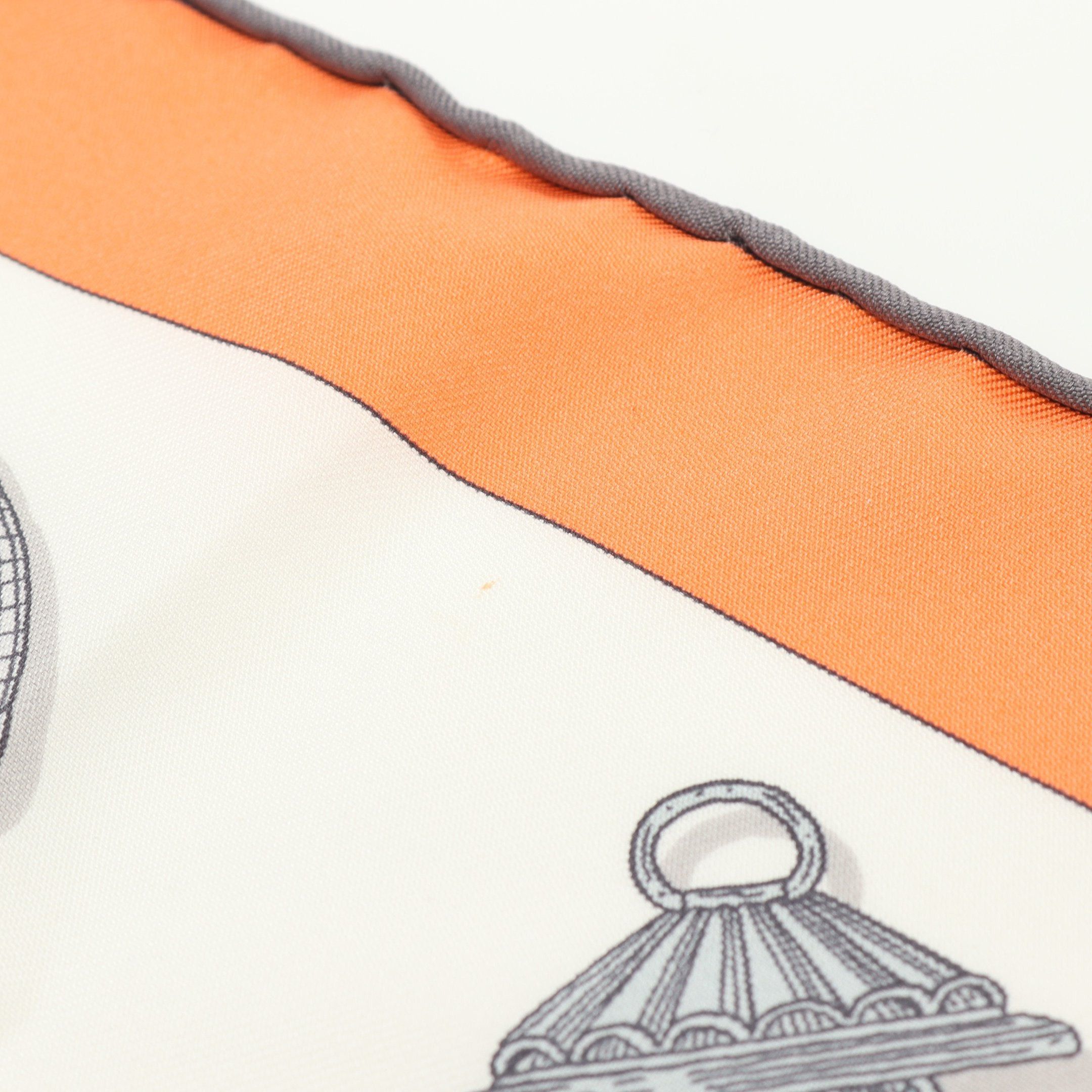Hermes Hermes Carres 90 Merveilleuses Lanternes Scarf Silk Off White Orange Gray Size ONE SIZE - 5 Thumbnail