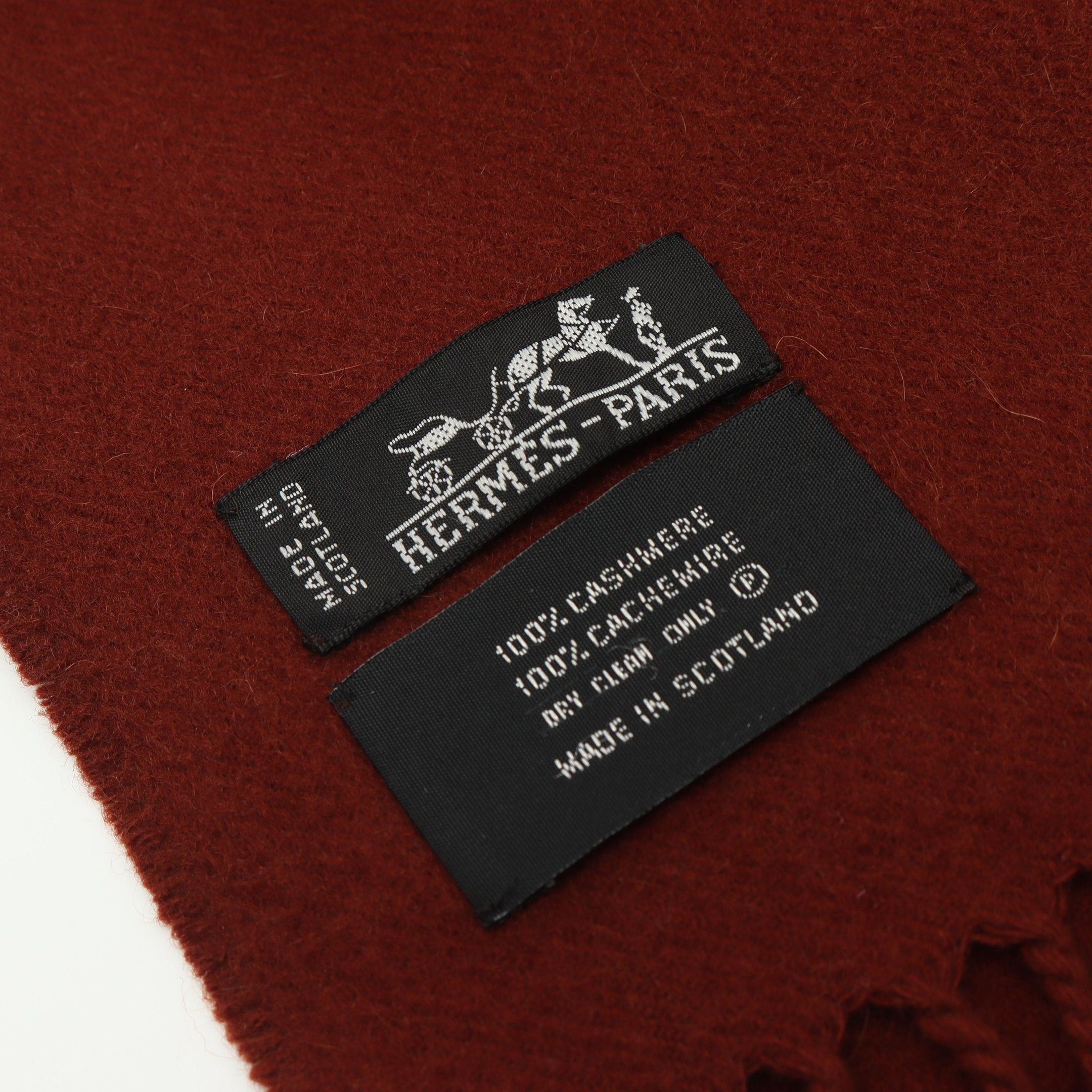 Hermes Hermes Scarf Stall Logo Embroidery Cashmere Brown Size ONE SIZE - 2 Thumbnail