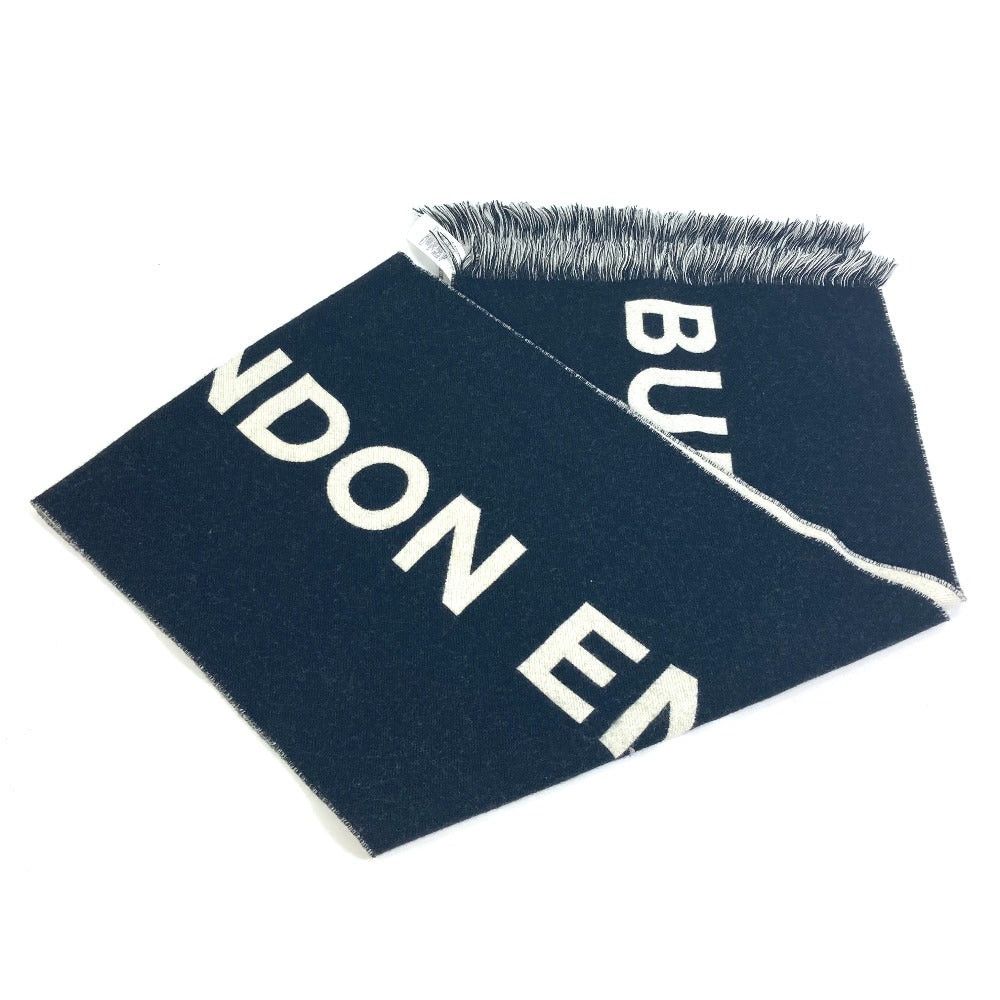Burberry Burberry 80085081 Fringe Scarf Big Logo Wool Men Size ONE SIZE - 2 Thumbnail