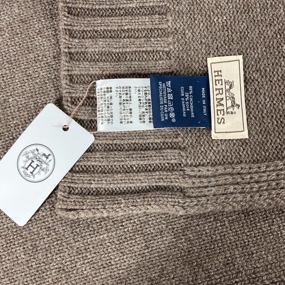 Hermes Hermes H393972T 03 Leather Patch Quarter Bash 2023 Autumn/Winter Collection Scarf Cashmere Men Ethupe Brown Size ONE SIZE - 8 Thumbnail
