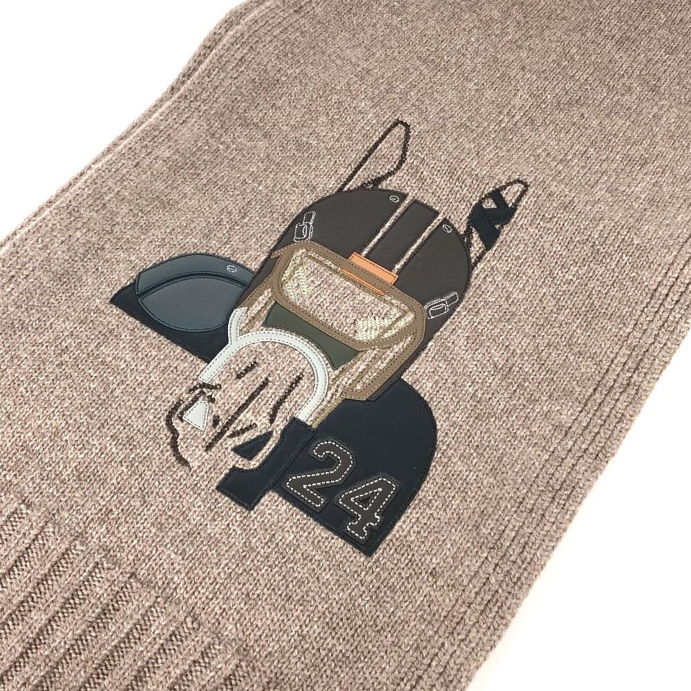 Hermes Hermes H393972T 03 Leather Patch Quarter Bash 2023 Autumn/Winter Collection Scarf Cashmere Men Ethupe Brown Size ONE SIZE - 2 Thumbnail