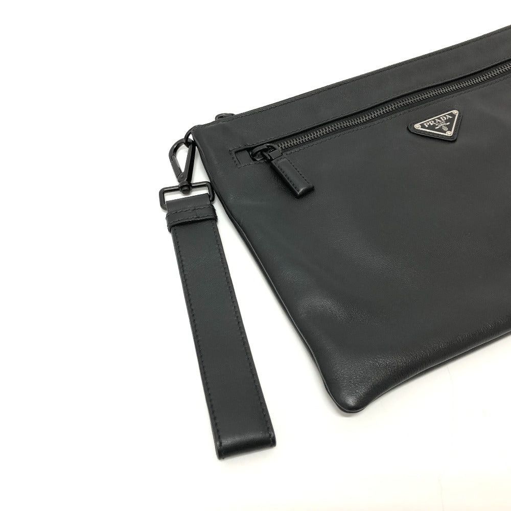 Prada Prada Triangle Logo With Straps Briefcase Clutch Bag Leather Men Size ONE SIZE - 9 Thumbnail
