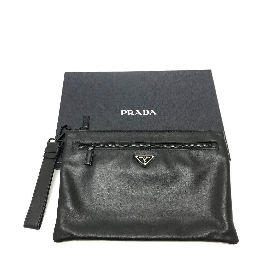Prada Prada Triangle Logo With Straps Briefcase Clutch Bag Leather Men Size ONE SIZE - 12 Thumbnail