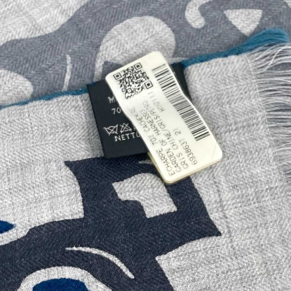 Hermes Hermes H693863T 03 Fringe Shawl Stall Rectangle Harness Garden Of Harnesse Scarf Cashmere Men Gris Cine. Yellow Green Blue Size ONE SIZE - 6 Thumbnail