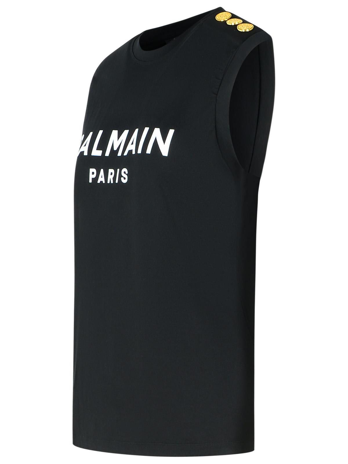 Balmain BALMAIN Black Cotton Tank Top Size M / US 6-8 / IT 42-44 - 2 Thumbnail