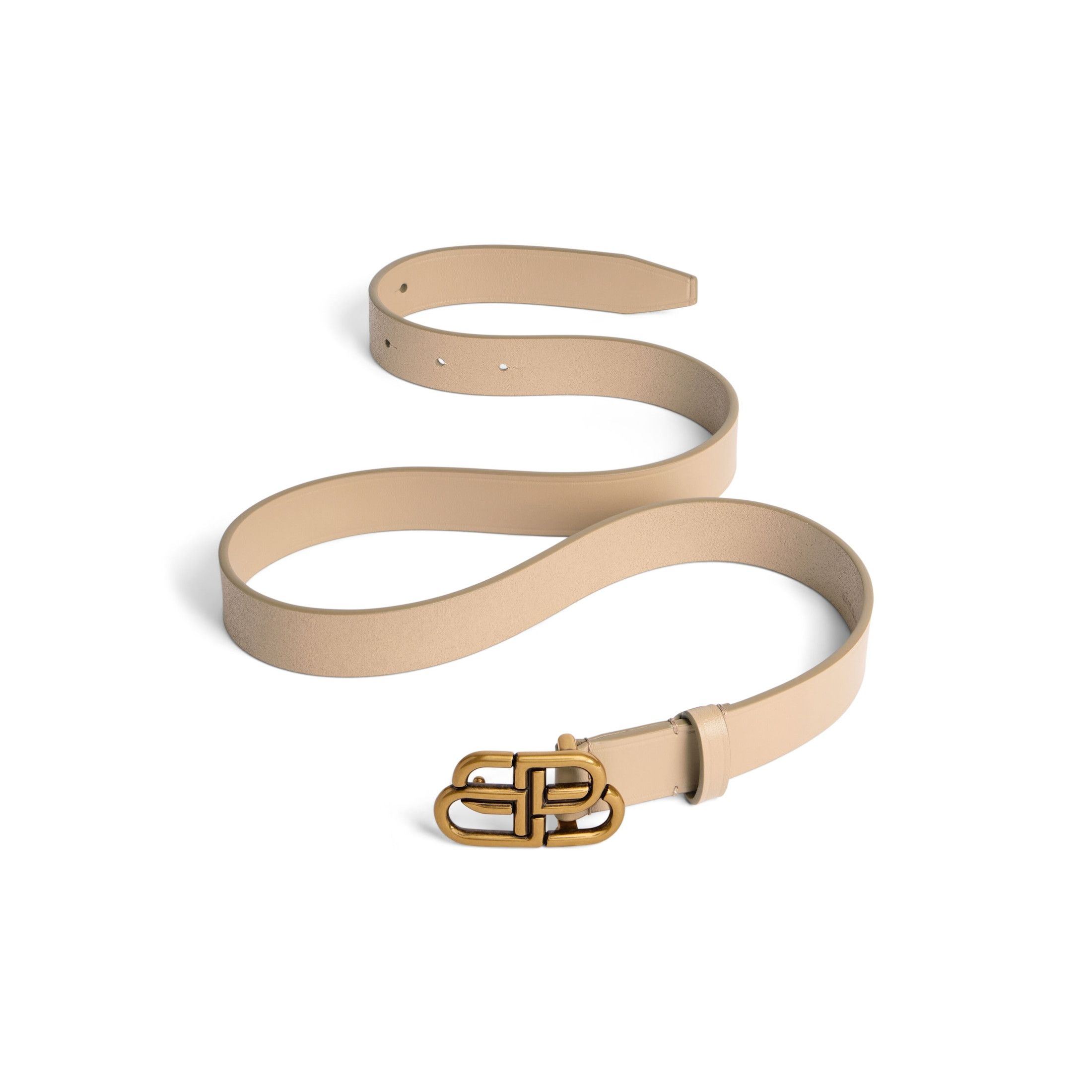 Balenciaga BB Thin Belt in latte calfskin, aged-gold hardware Size ONE SIZE - 2 Thumbnail