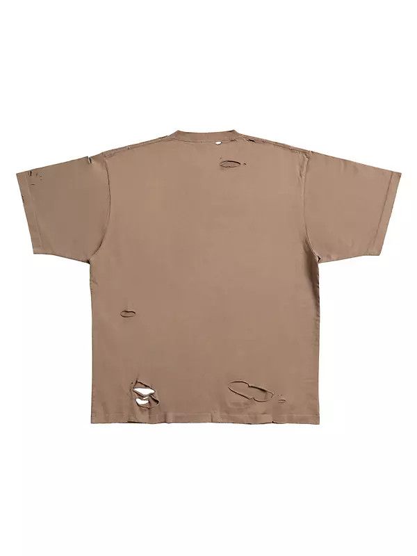 Balenciaga Boxy Fit Logo Distressed T-Shirt in Brown Size US XS / EU 42 / 0 - 2 Thumbnail