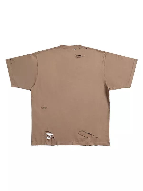 Balenciaga Boxy Fit Logo Distressed T-Shirt in Brown Size US S / EU 44-46 / 1 - 2 Thumbnail