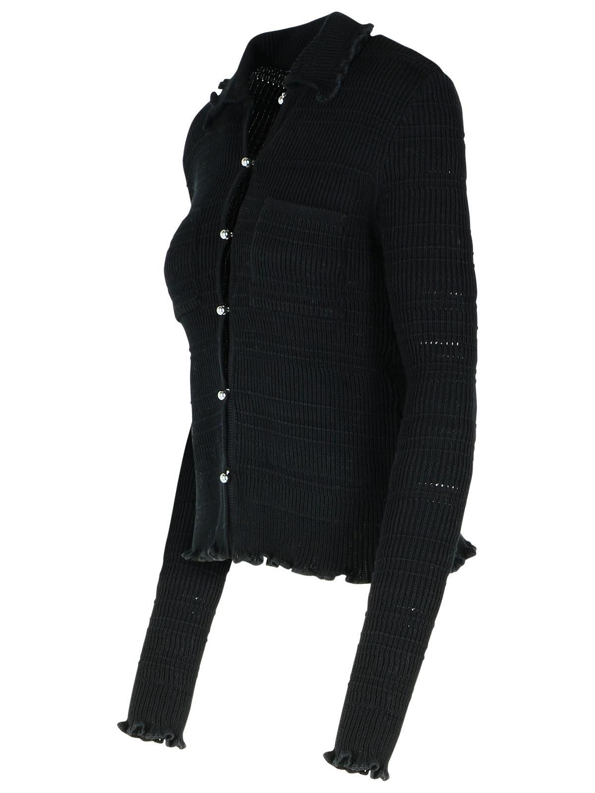 Lanvin LANVIN 'Ribbed' Black Cotton Cardigan Size M / US 6-8 / IT 42-44 - 2 Thumbnail