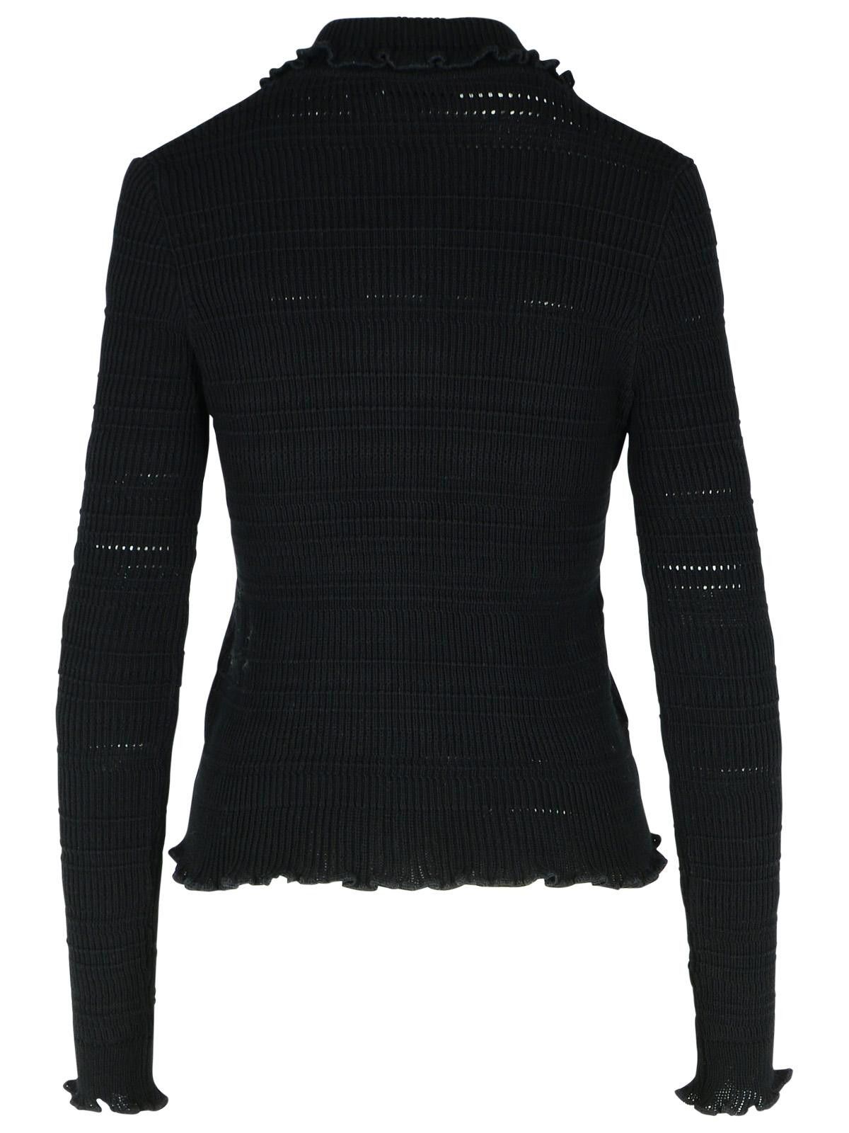 Lanvin LANVIN 'Ribbed' Black Cotton Cardigan Size M / US 6-8 / IT 42-44 - 3 Thumbnail