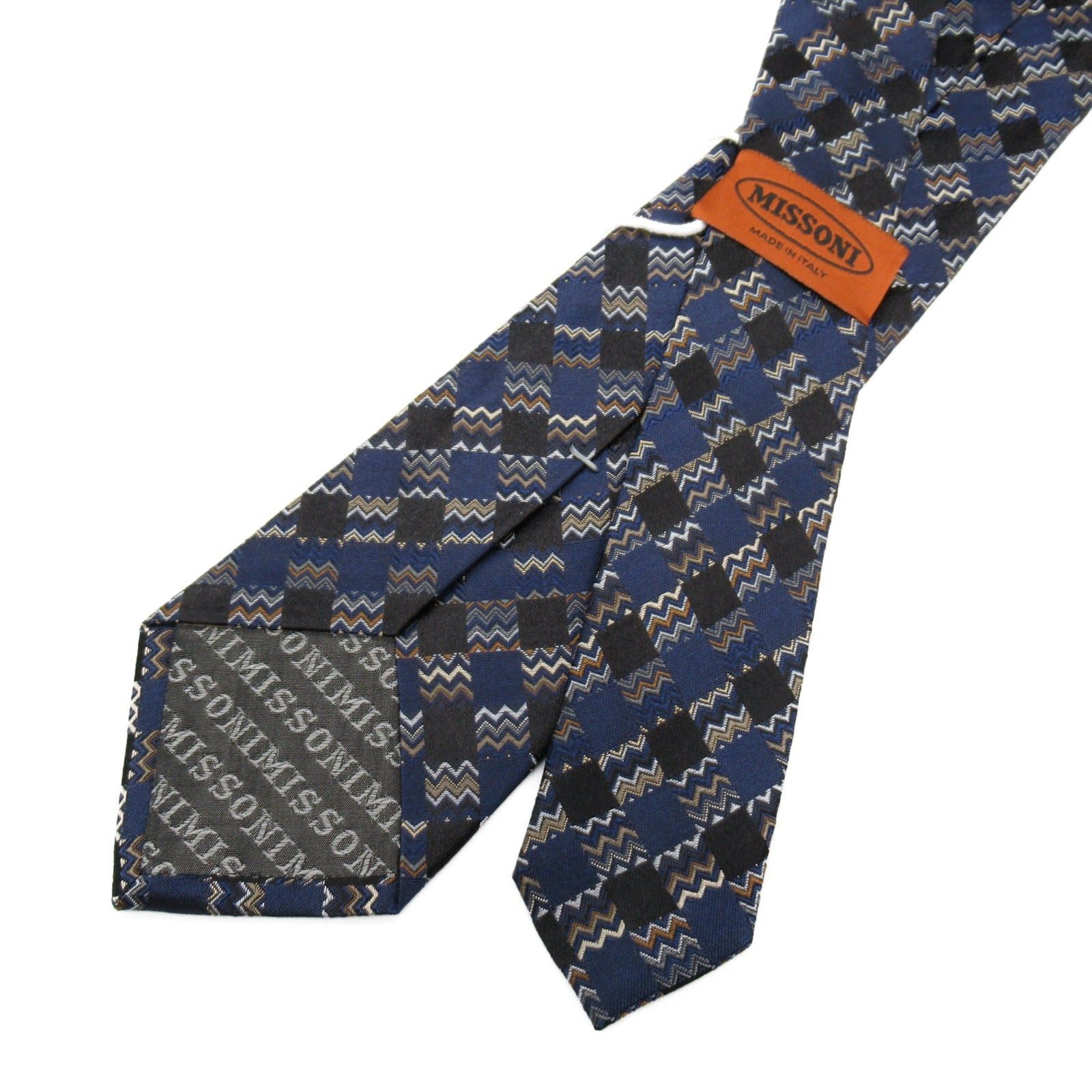 Missoni Missoni Tie Silk Orange Navy Size ONE SIZE - 3 Thumbnail