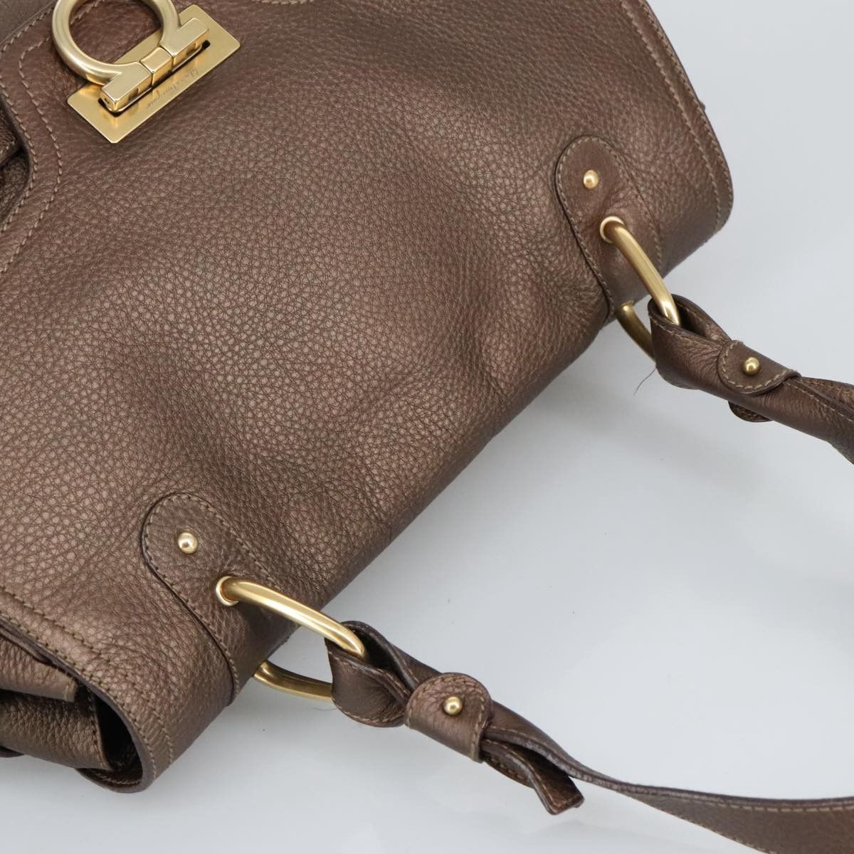Salvatore Ferragamo Gancini Brown Leather Shoulder Bag (Pre-Owned) Size ONE SIZE - 14 Thumbnail