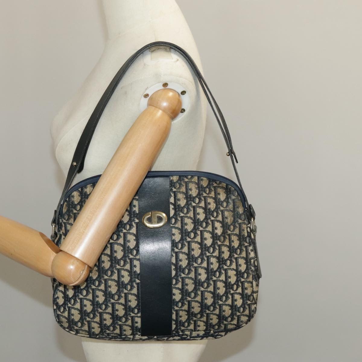 Dior Trotter Navy Canvas Shoulder Bag (Pre-Owned) Size ONE SIZE - 10 Thumbnail
