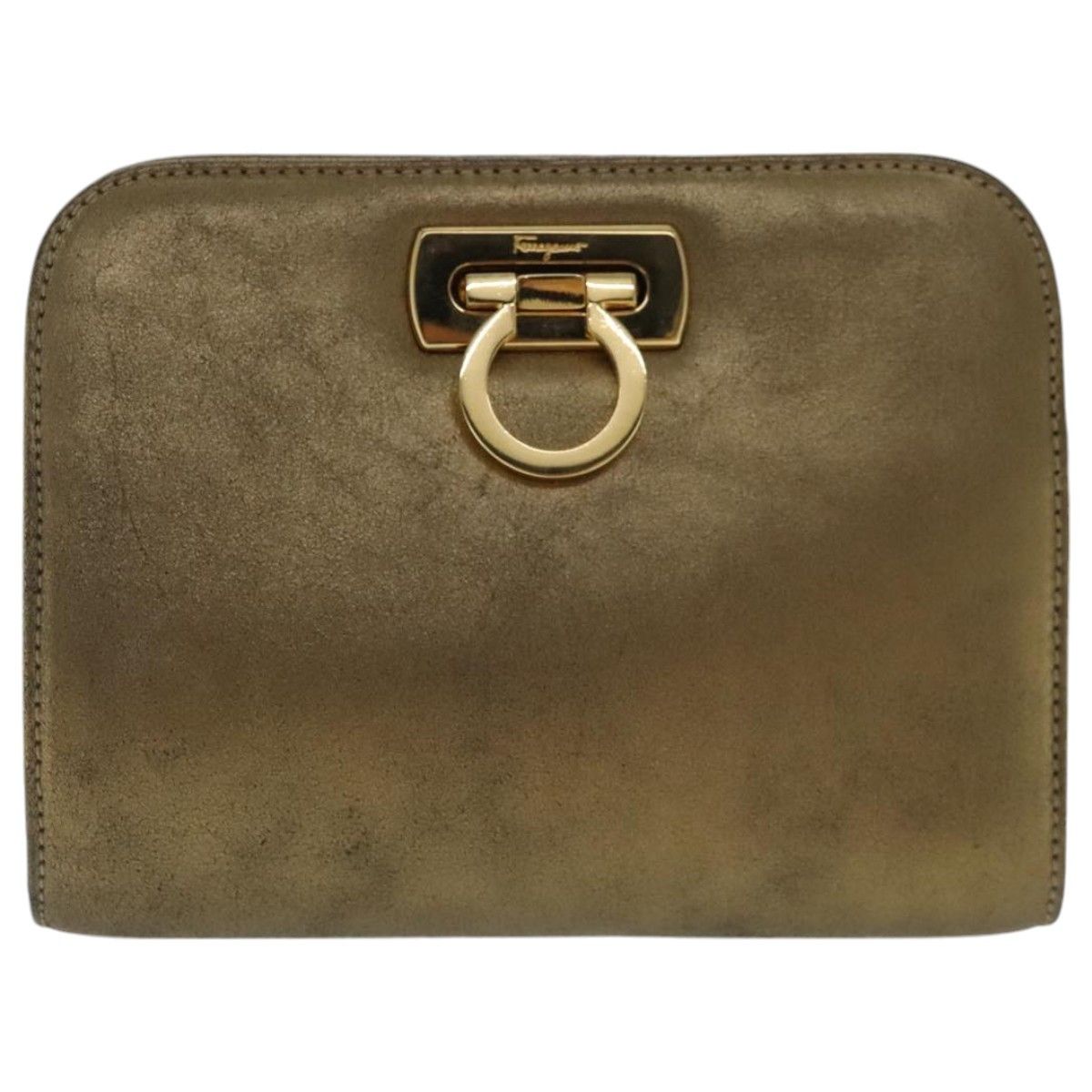 Salvatore Ferragamo Gancini Gold Leather Shoulder Bag (Pre-Owned) Size ONE SIZE - 12 Thumbnail