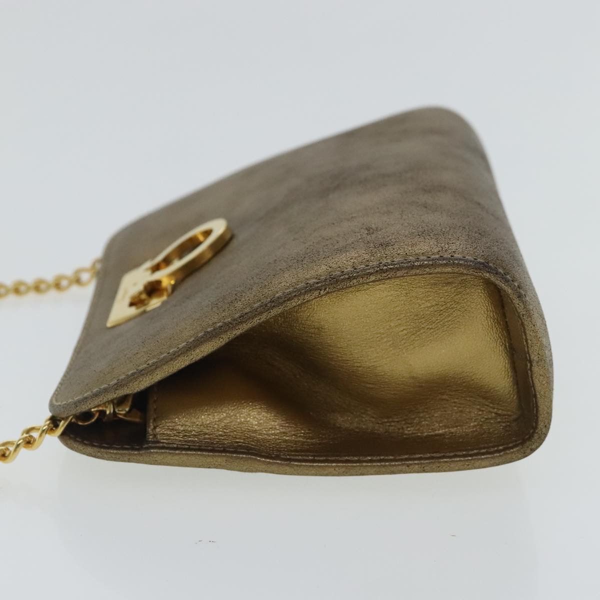 Salvatore Ferragamo Gancini Gold Leather Shoulder Bag (Pre-Owned) Size ONE SIZE - 13 Thumbnail