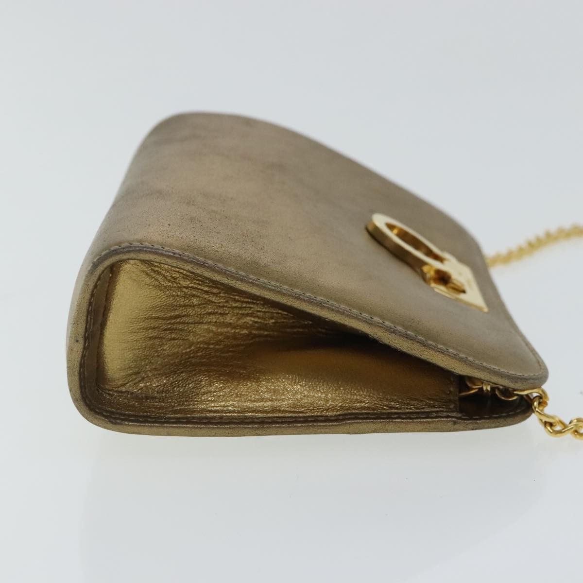 Salvatore Ferragamo Gancini Gold Leather Shoulder Bag (Pre-Owned) Size ONE SIZE - 3 Thumbnail
