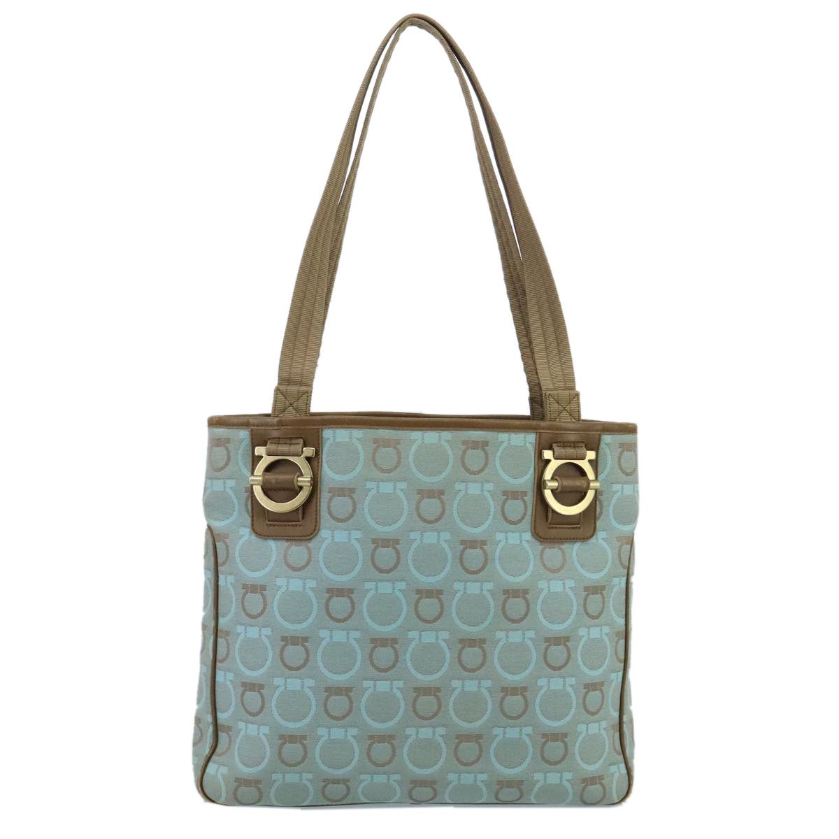Salvatore Ferragamo Gancini Blue Canvas Shoulder Bag (Pre-Owned) Size ONE SIZE - 2 Thumbnail