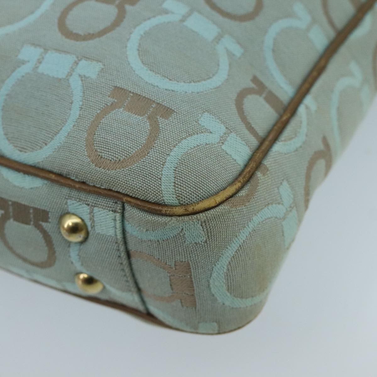 Salvatore Ferragamo Gancini Blue Canvas Shoulder Bag (Pre-Owned) Size ONE SIZE - 7 Thumbnail