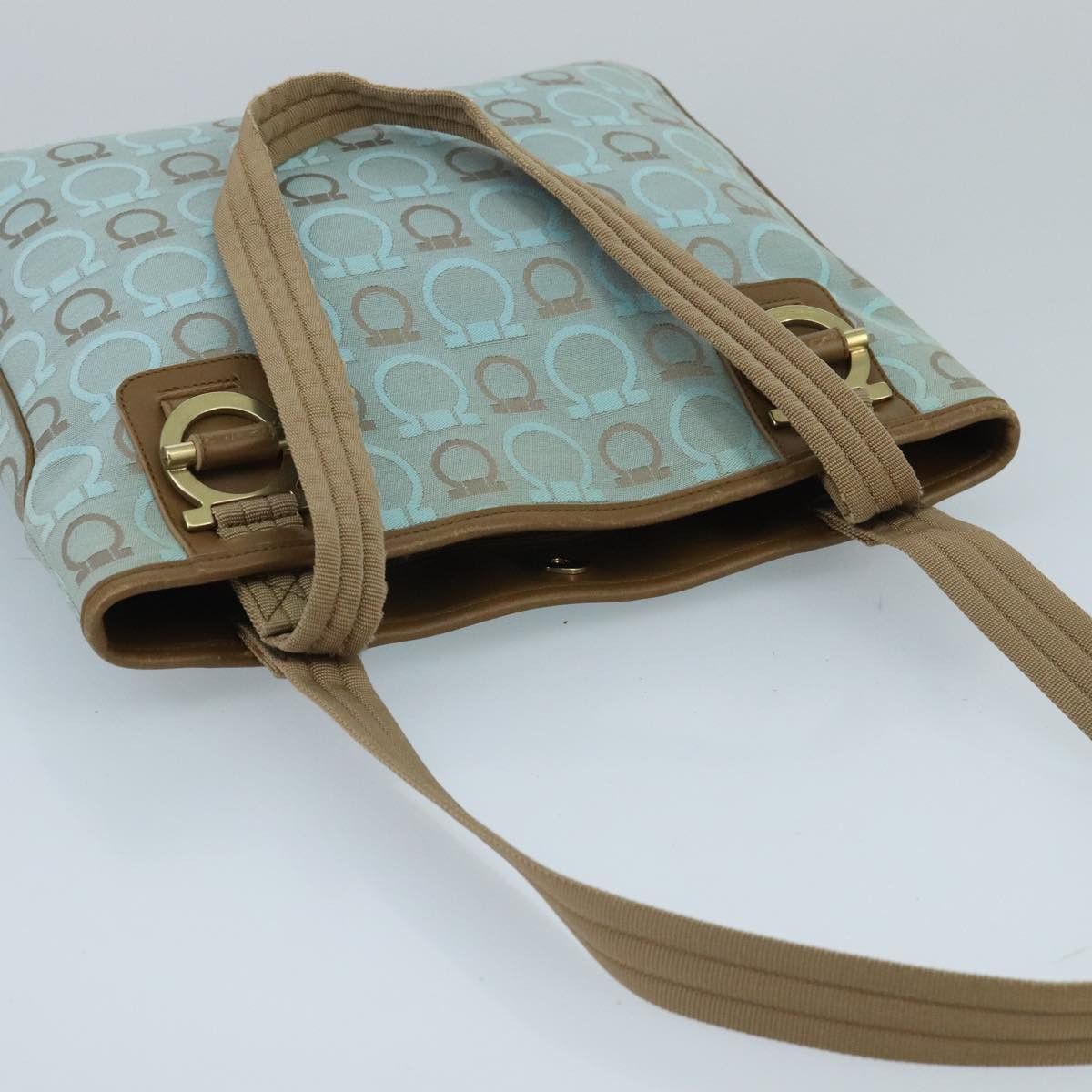 Salvatore Ferragamo Gancini Blue Canvas Shoulder Bag (Pre-Owned) Size ONE SIZE - 19 Thumbnail