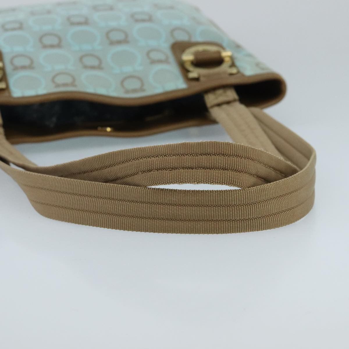 Salvatore Ferragamo Gancini Blue Canvas Shoulder Bag (Pre-Owned) Size ONE SIZE - 5 Thumbnail